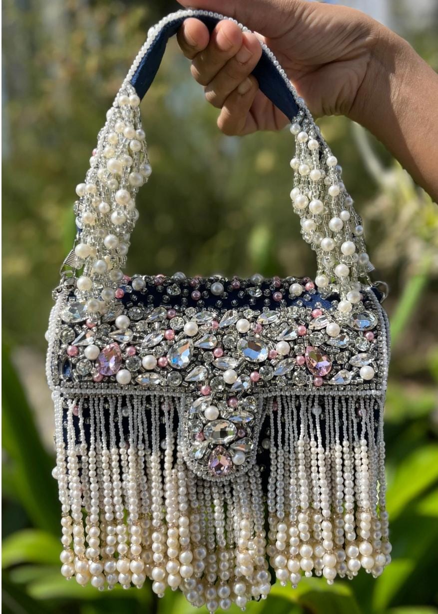 Maharani crystal flap clutch