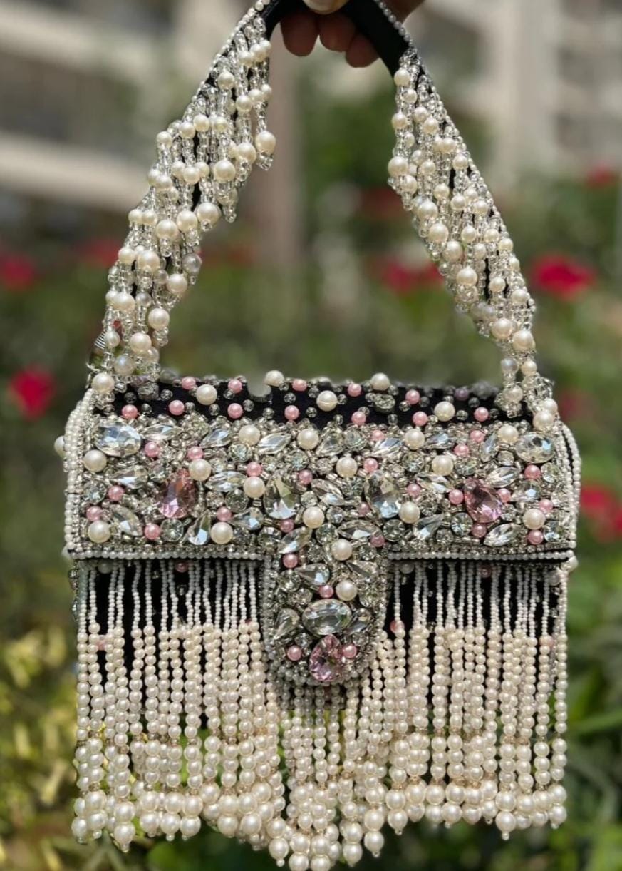Maharani crystal flap clutch