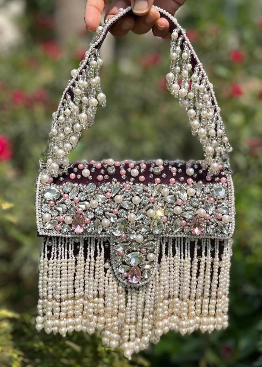 Maharani crystal flap clutch