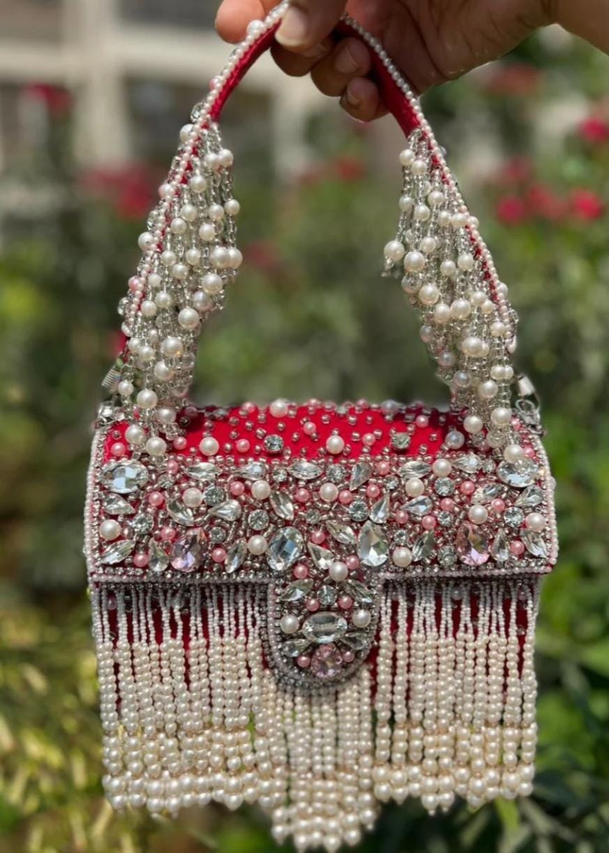 Maharani crystal flap clutch