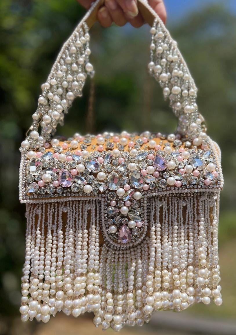 Maharani crystal flap clutch