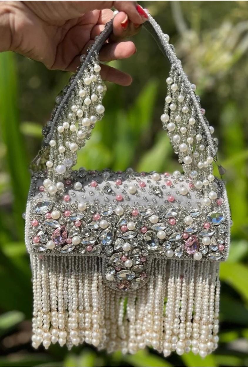 Maharani crystal flap clutch