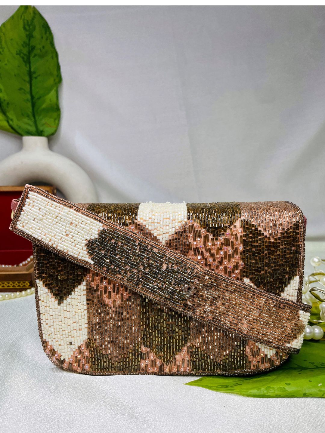 PAKIZA FLOWER THREE FOLD EMBROIDERD SUEDE