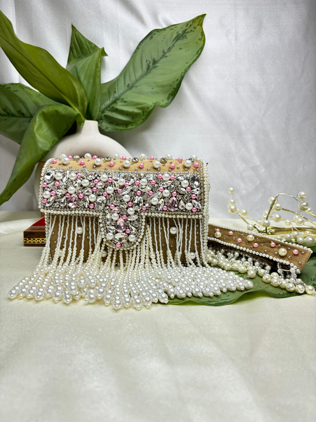 Maharani crystal flap clutch