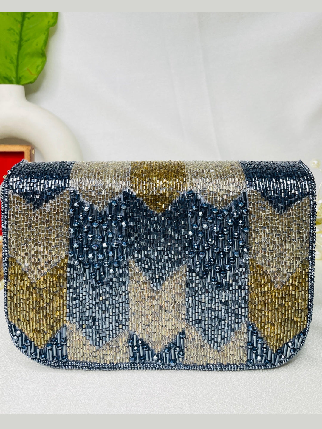PAKIZA FLOWER THREE FOLD EMBROIDERD SUEDE