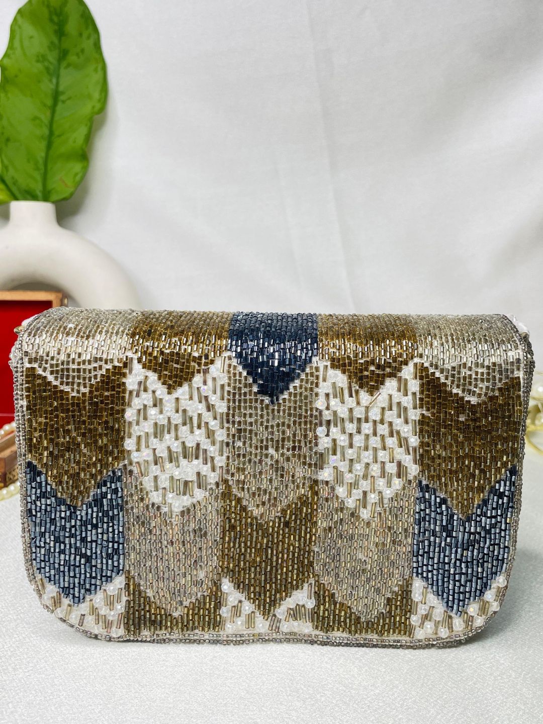 PAKIZA FLOWER THREE FOLD EMBROIDERD SUEDE