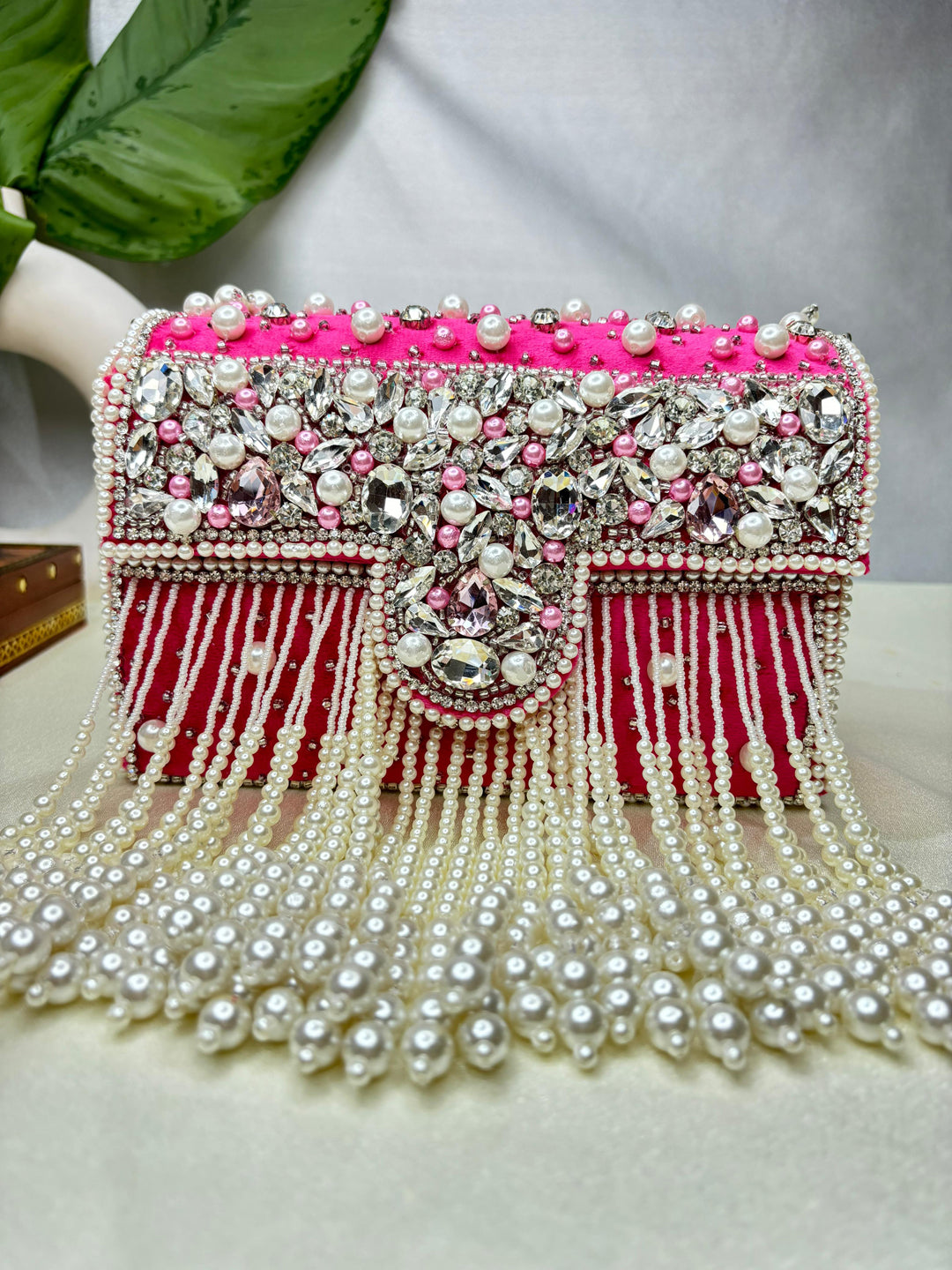 Maharani crystal flap clutch