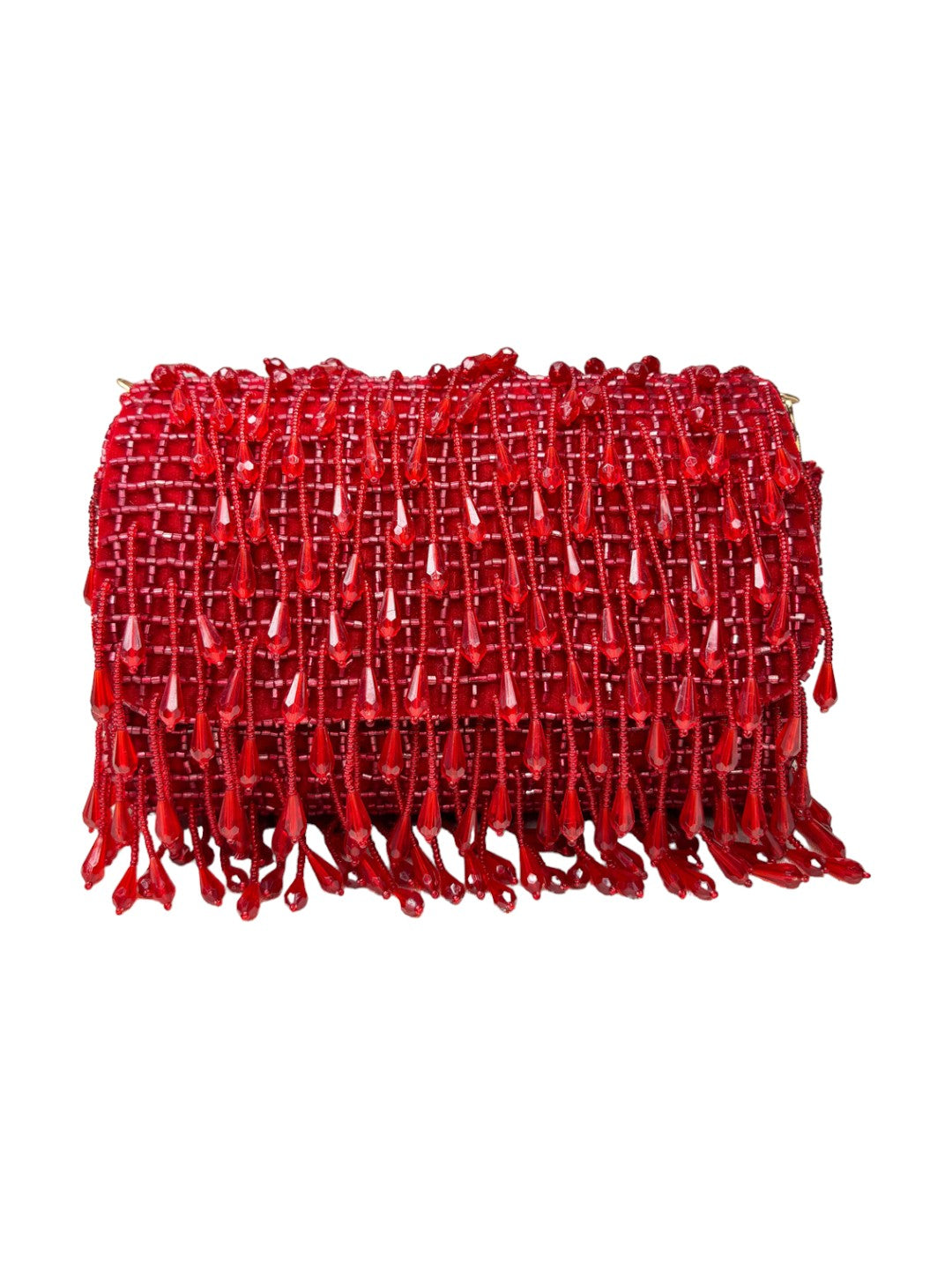 SUEDE CRYSTAL FOLD FLAP RED