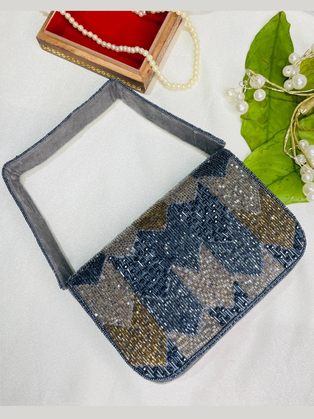 PAKIZA FLOWER THREE FOLD EMBROIDERD SUEDE