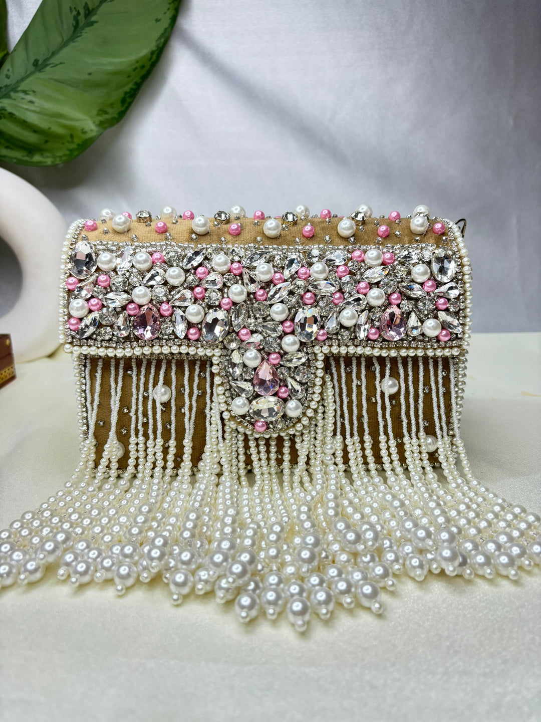 Maharani crystal flap clutch