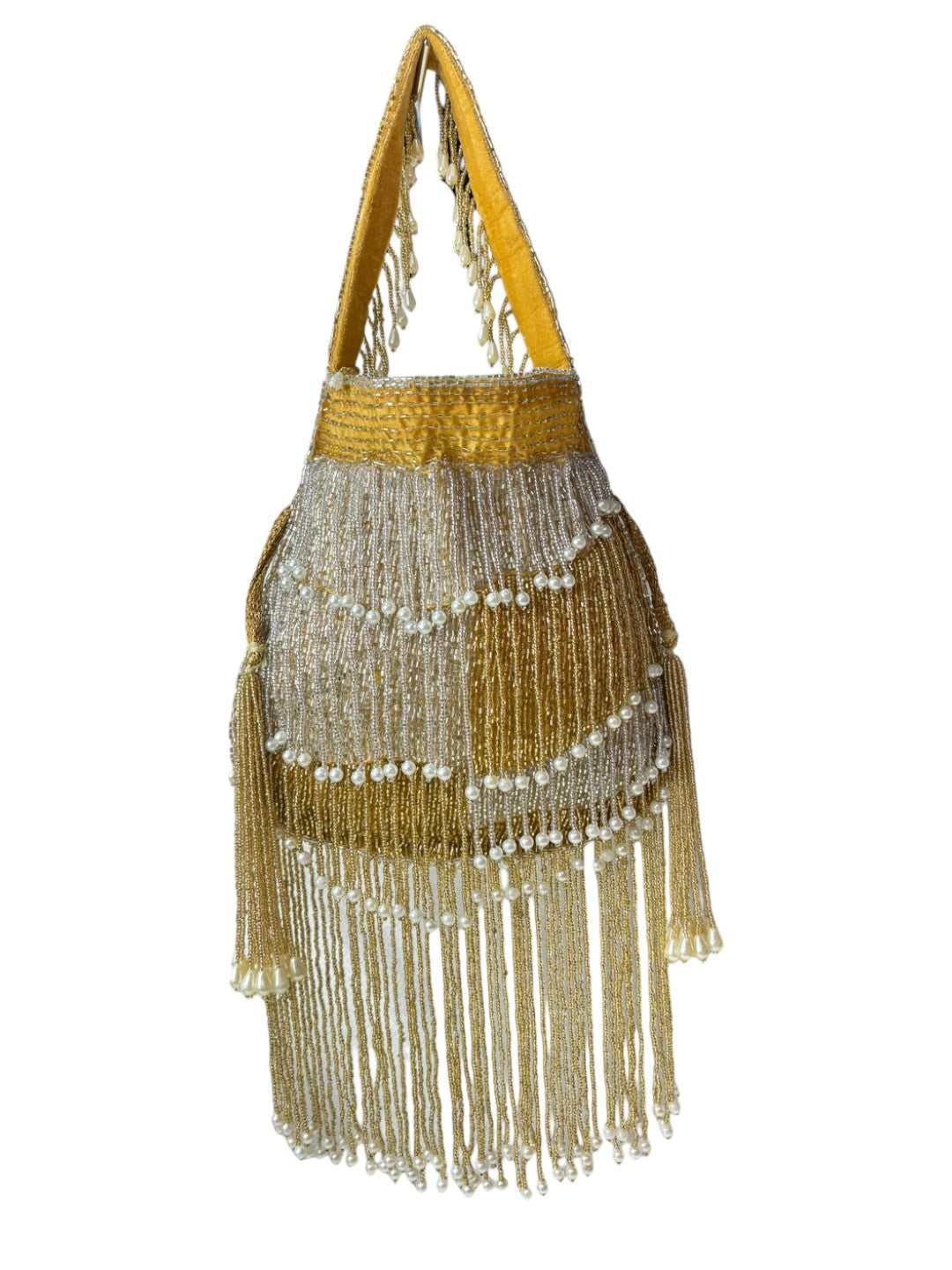 Naomi gold and silver multi layer pearl latkan potli