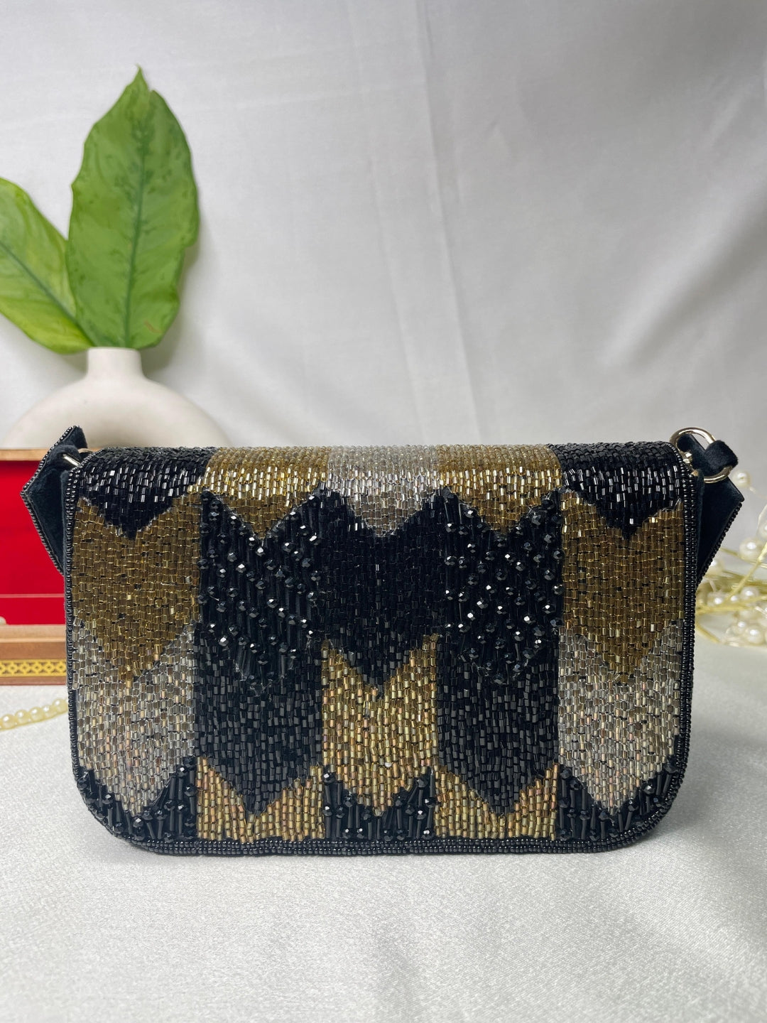 PAKIZA FLOWER THREE FOLD EMBROIDERD SUEDE