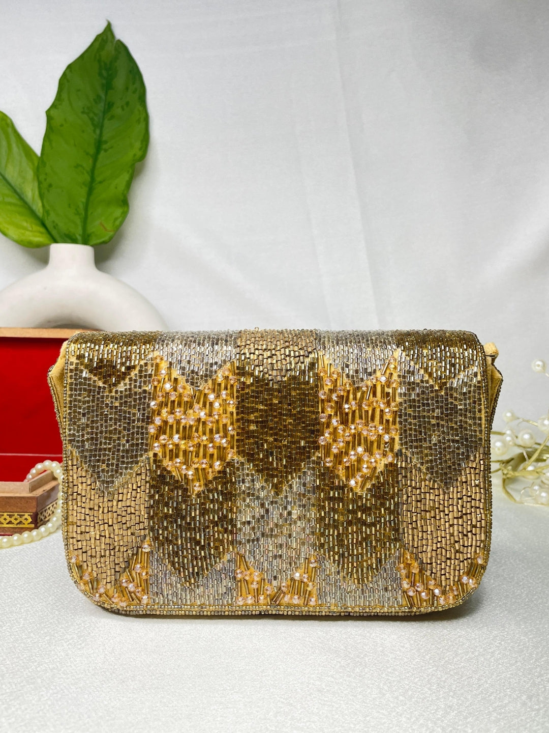 PAKIZA FLOWER THREE FOLD EMBROIDERD SUEDE