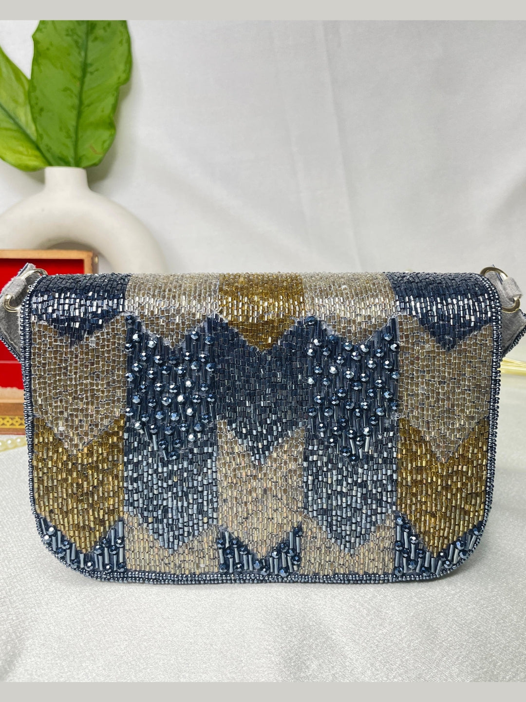 PAKIZA FLOWER THREE FOLD EMBROIDERD SUEDE