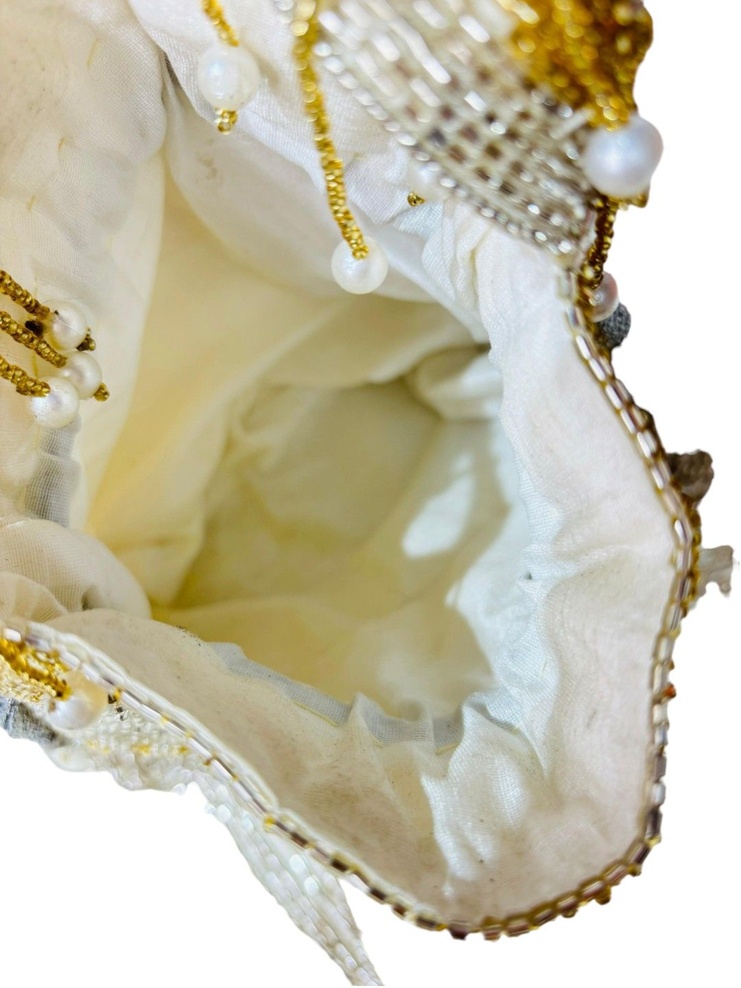 Naomi gold and silver multi layer pearl latkan potli