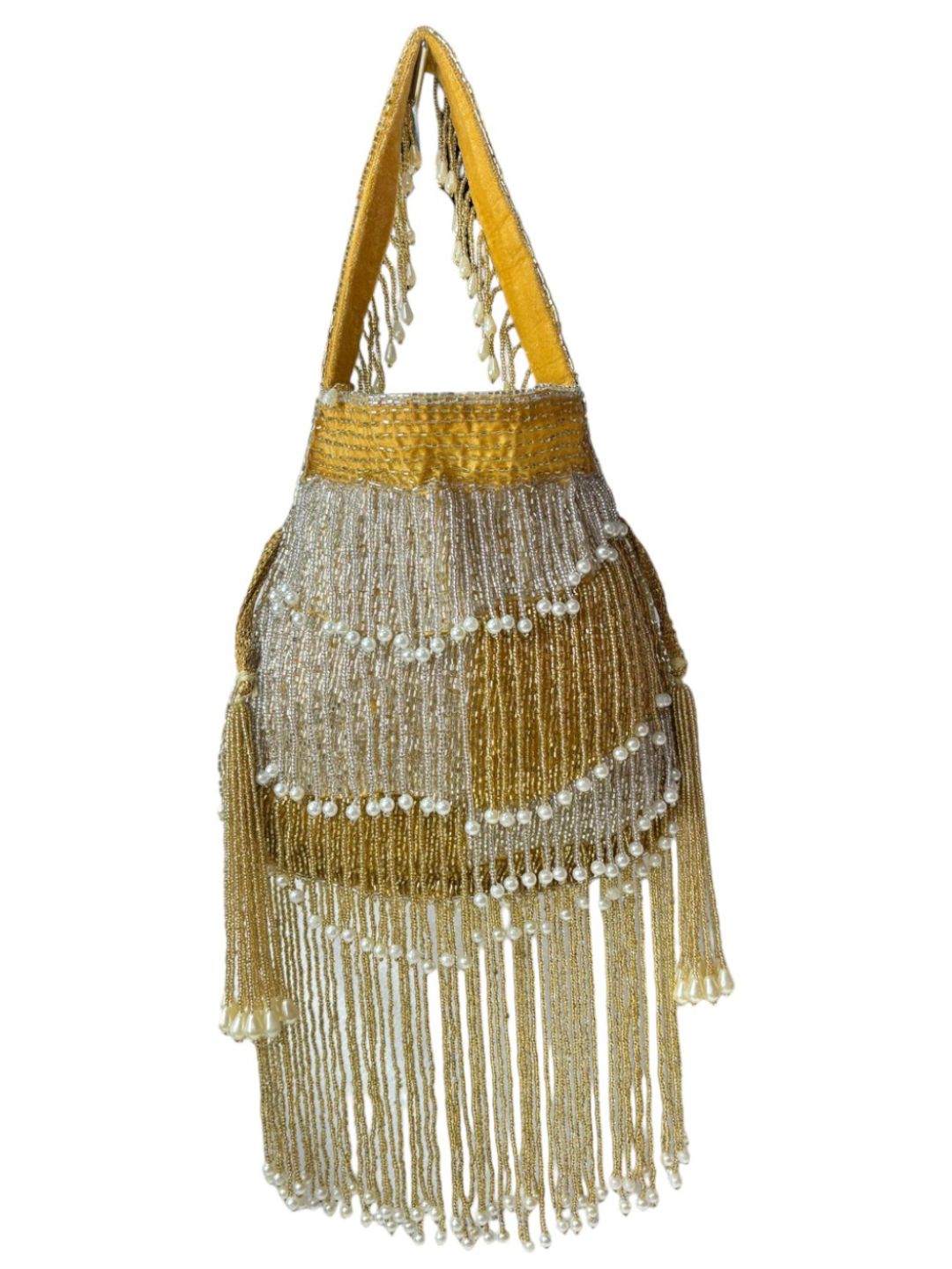 Naomi gold and silver multi layer pearl latkan potli