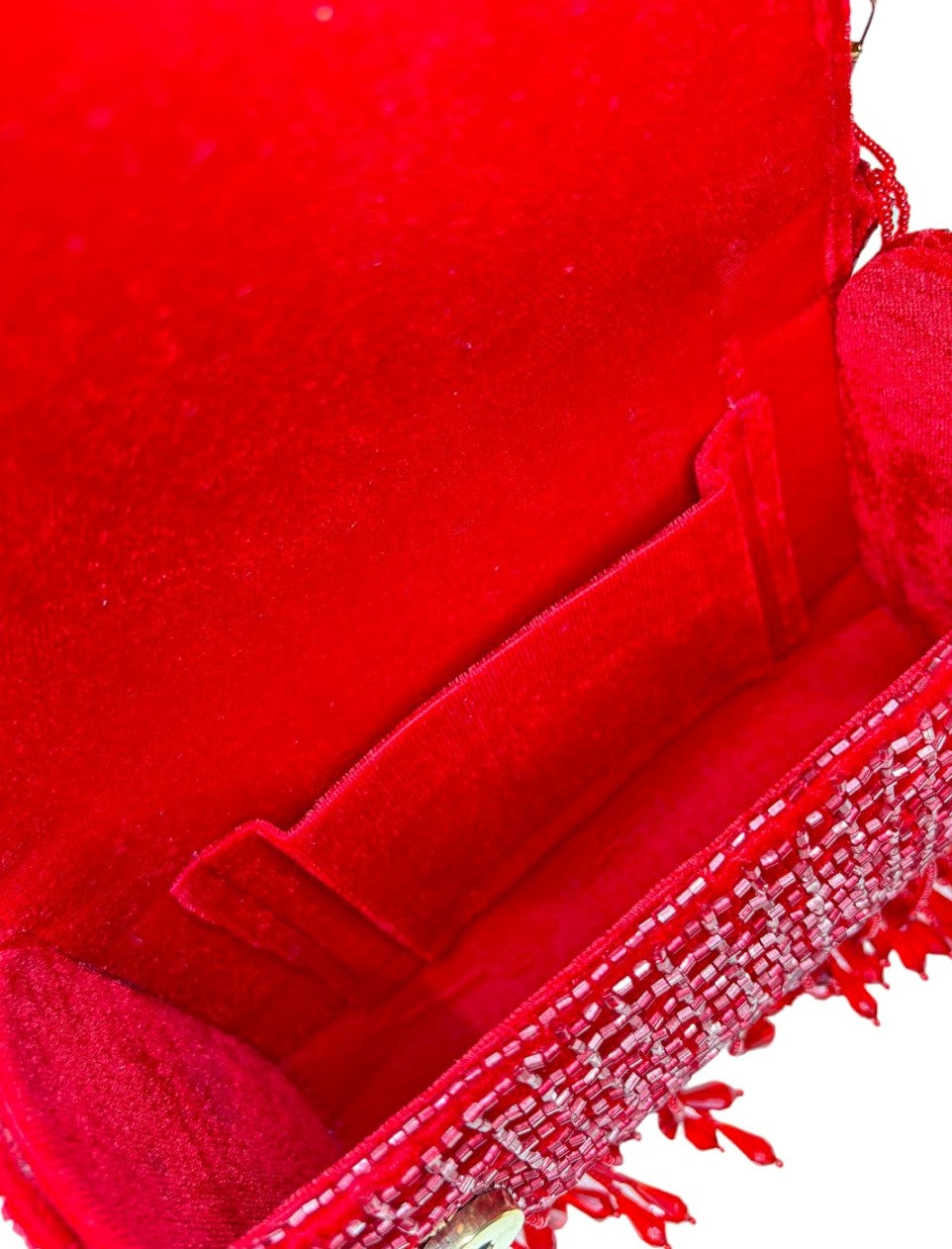 SUEDE CRYSTAL FOLD FLAP RED