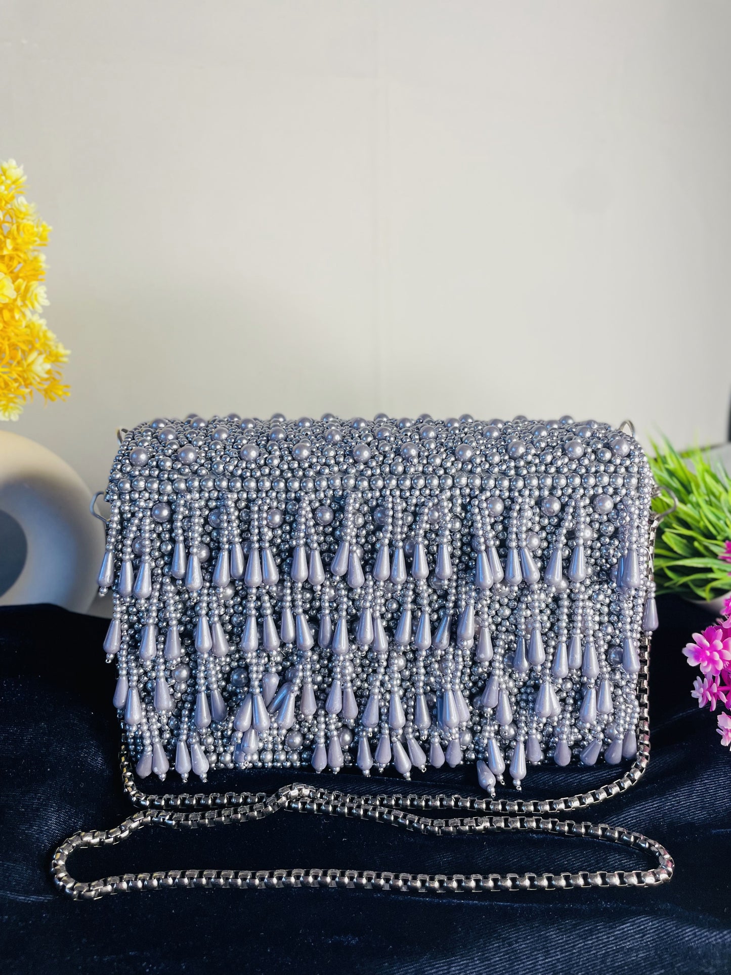 Pearl flap party clutch