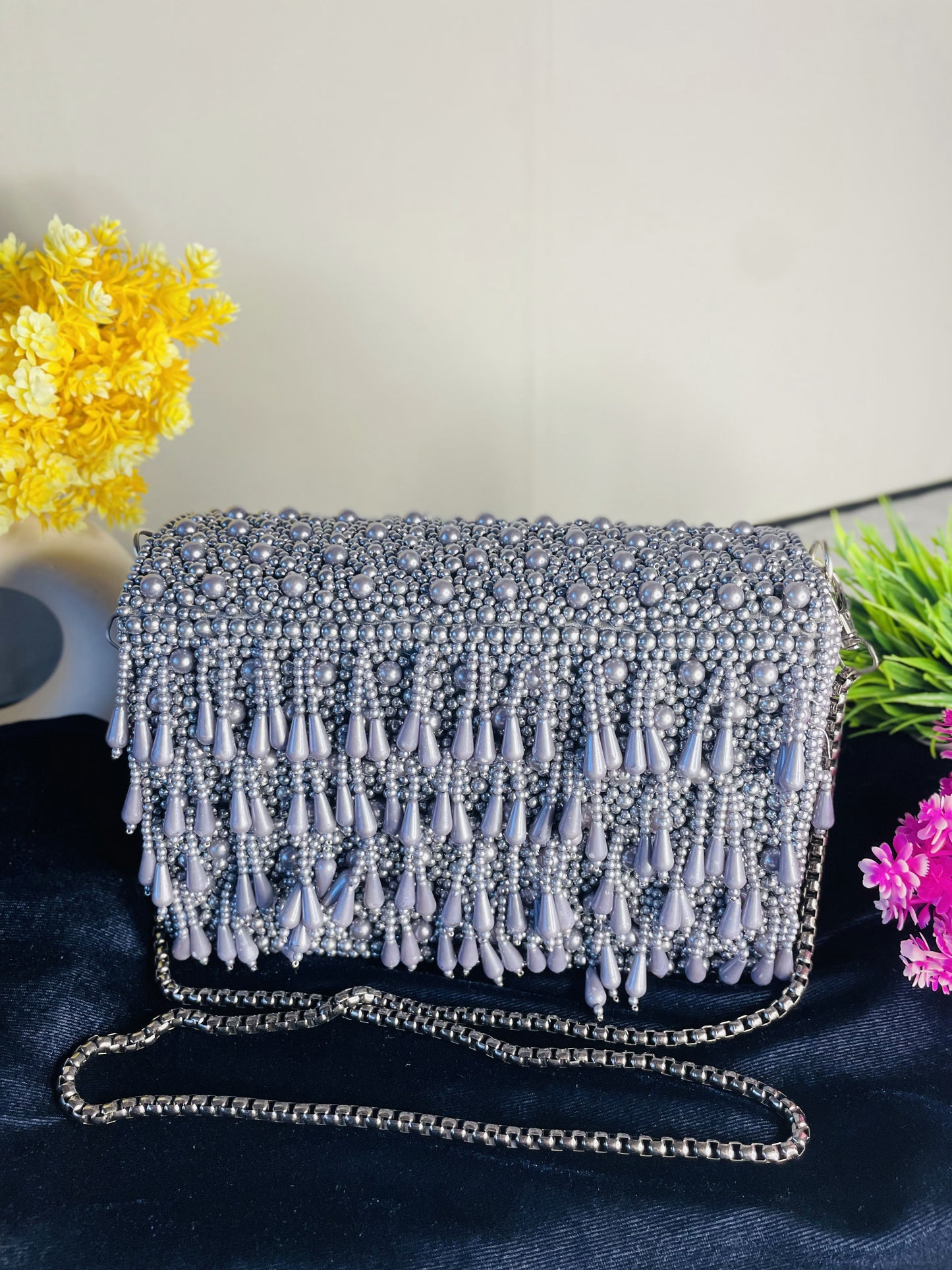 Pearl flap party clutch