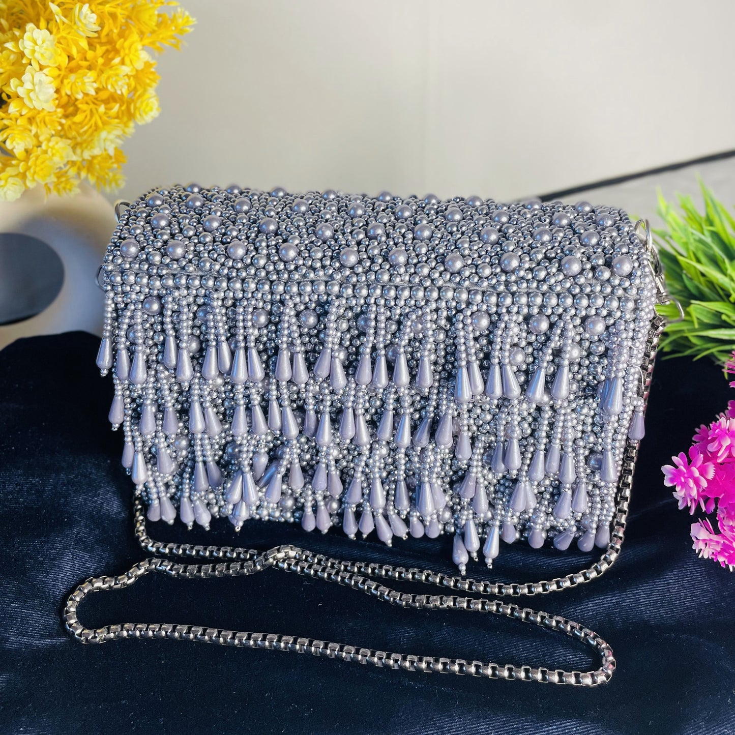Pearl flap party clutch