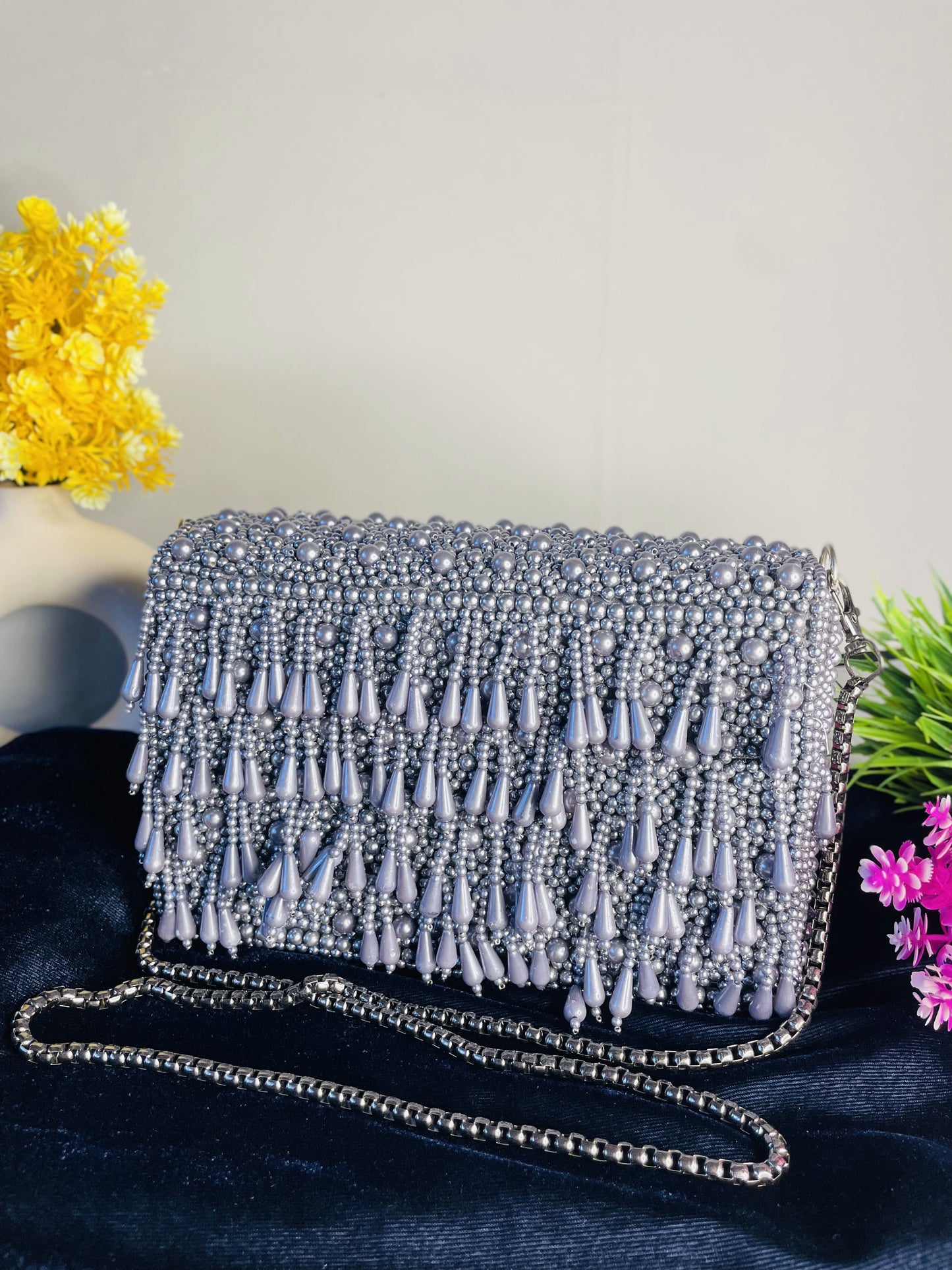 Pearl flap party clutch