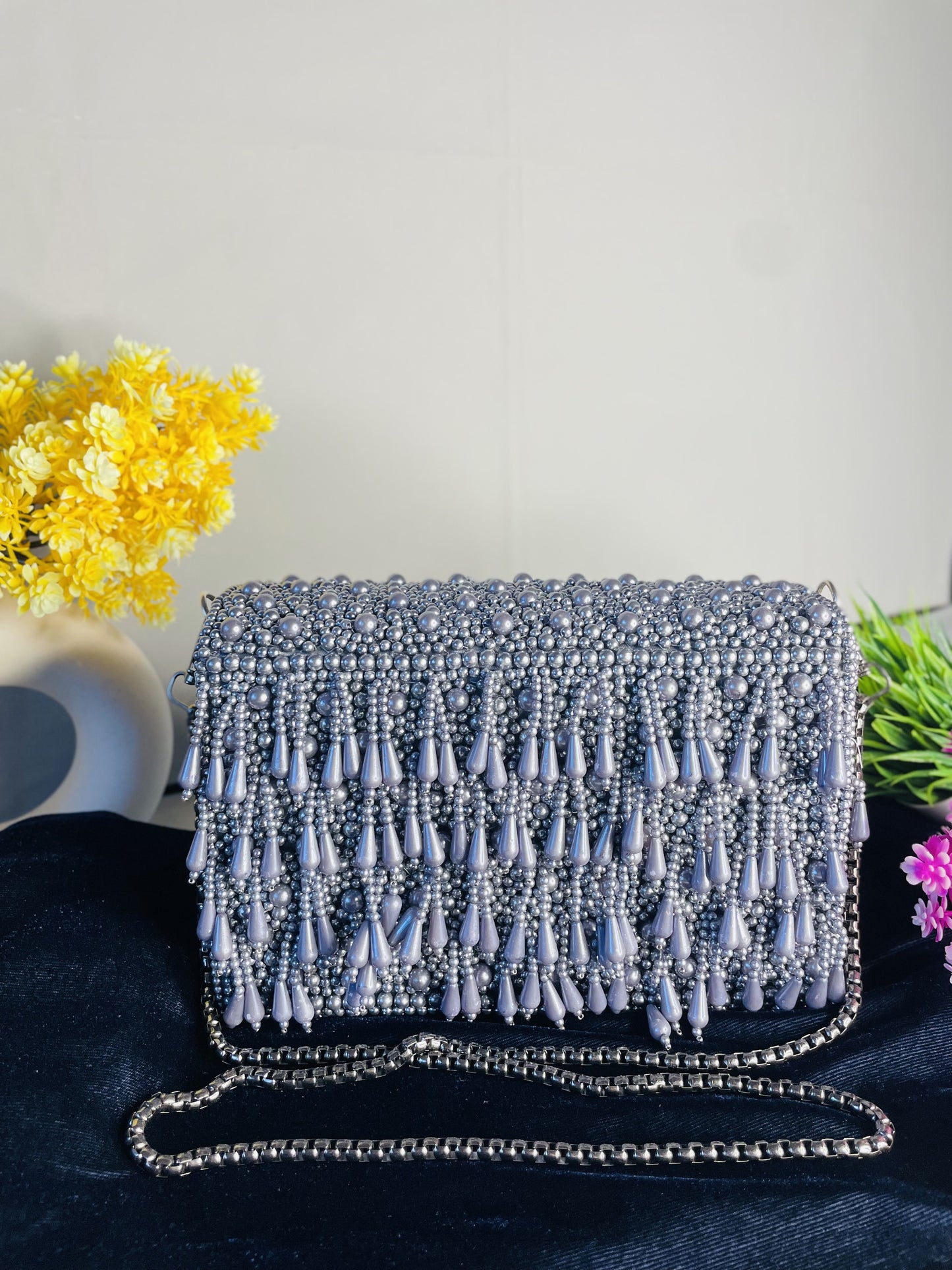 Pearl flap party clutch