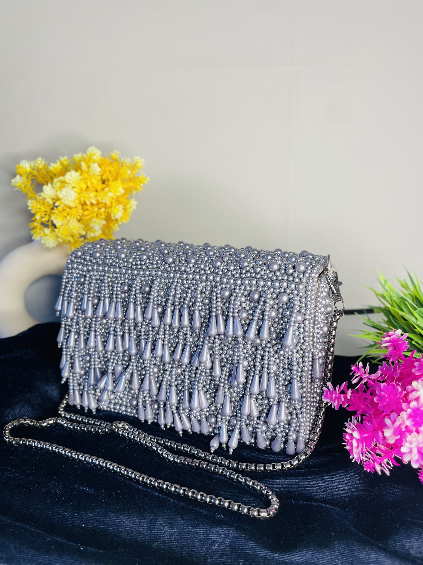 Pearl flap party clutch