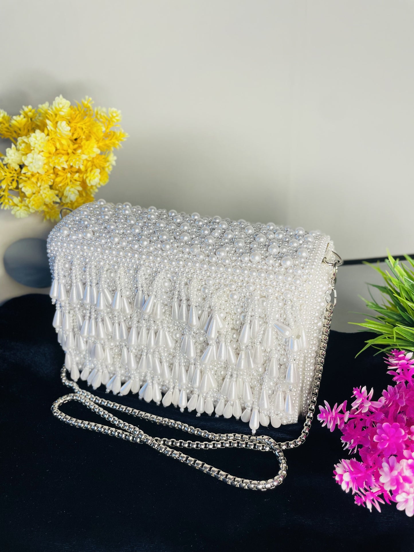 Pearl flap party clutch