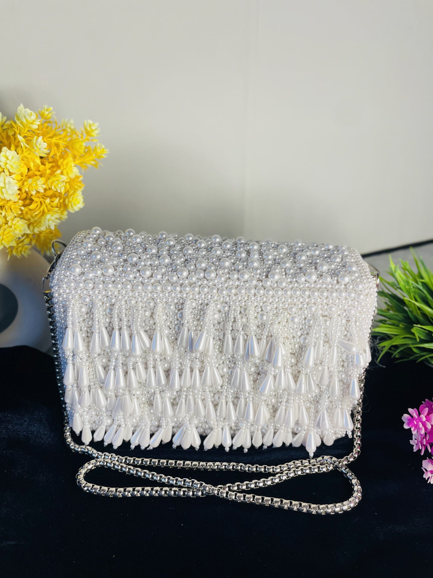 Pearl flap party clutch