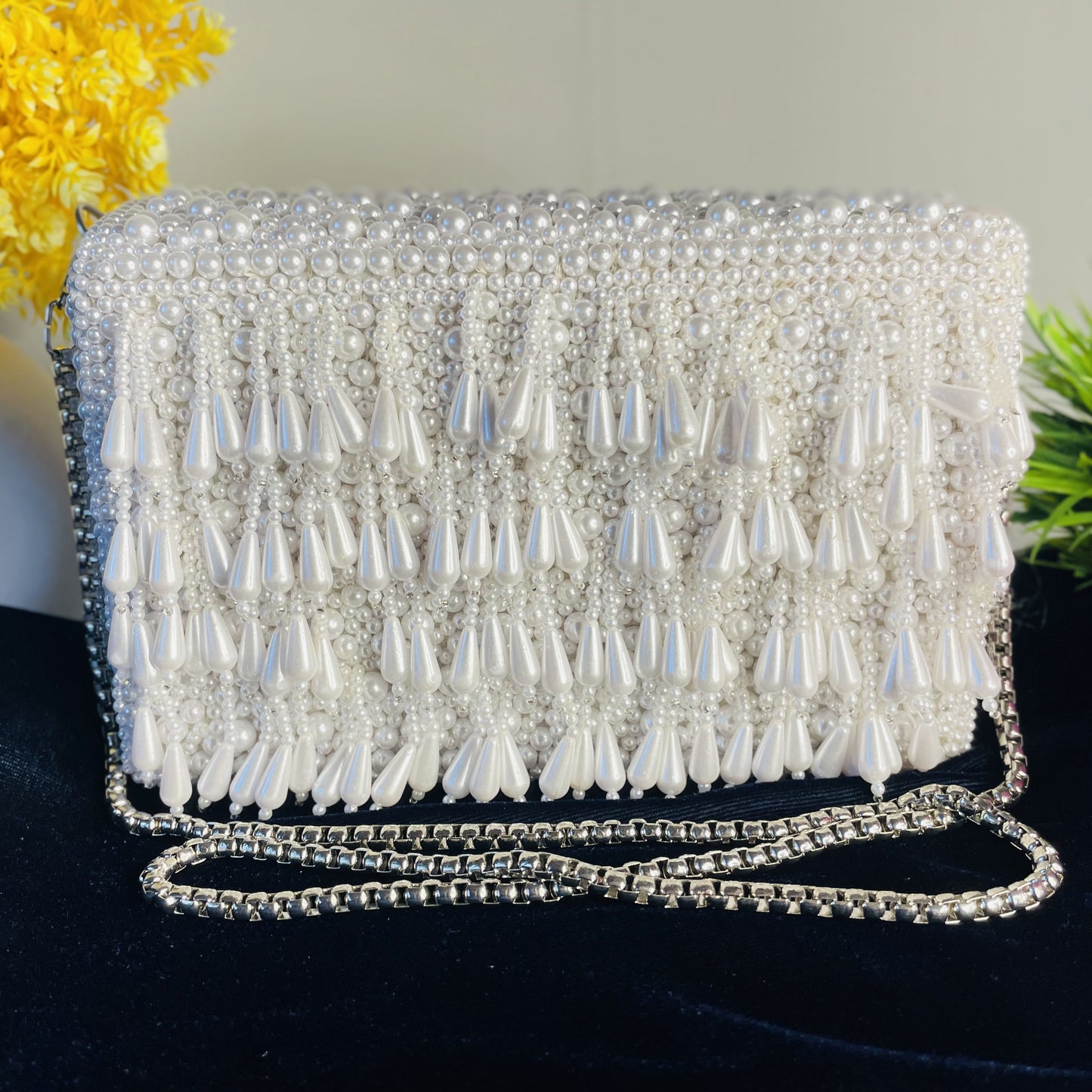 Pearl flap party clutch