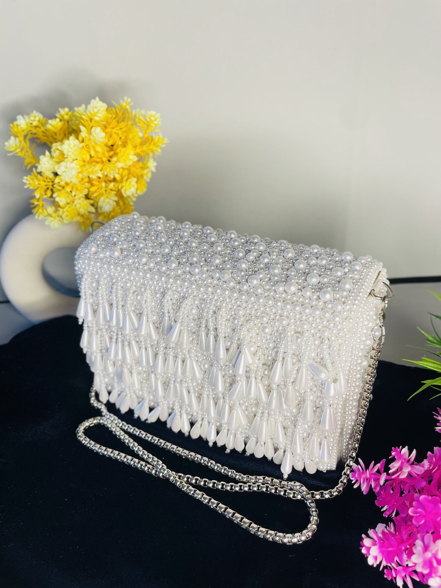 Pearl flap party clutch