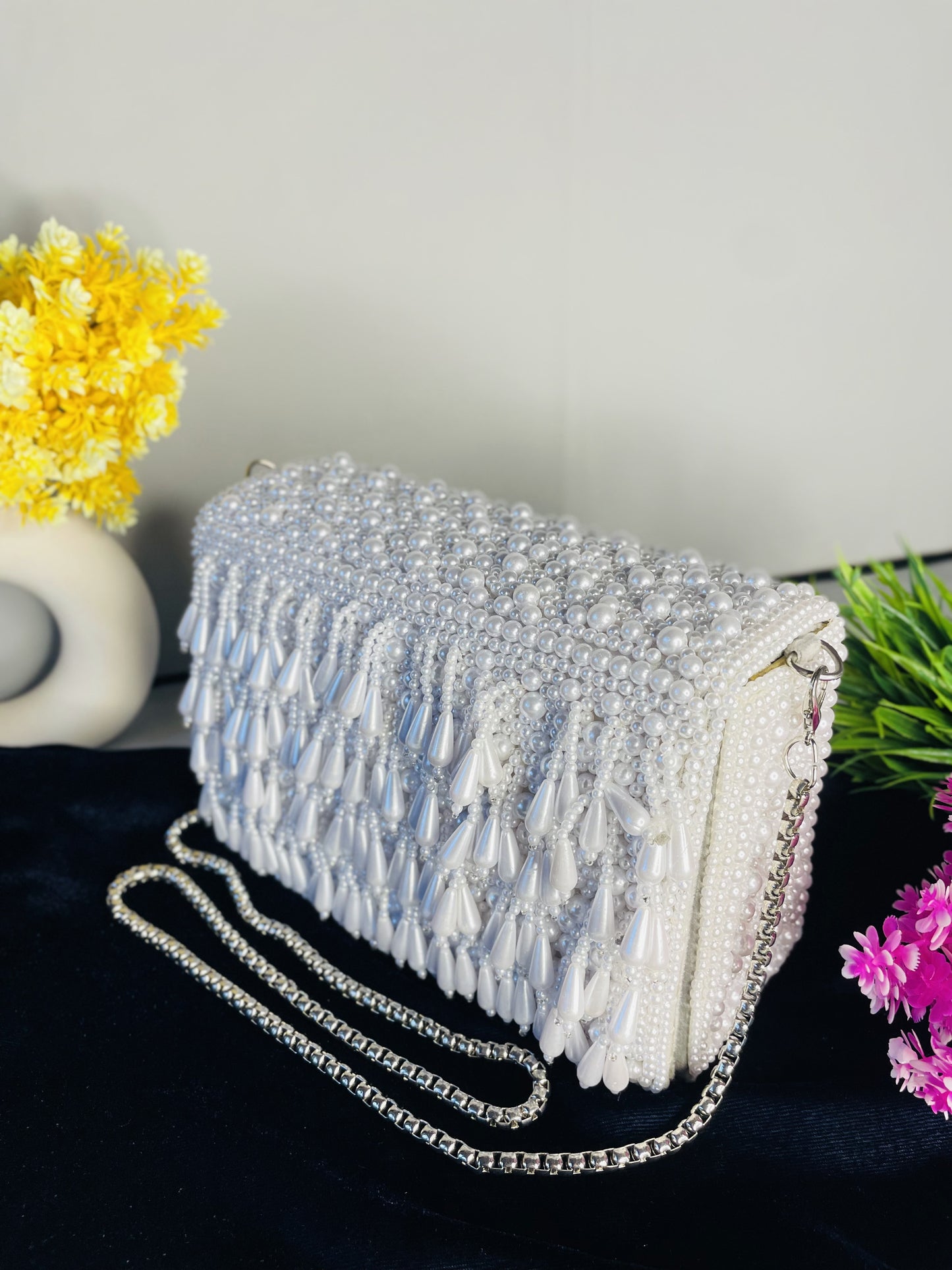 Pearl flap party clutch