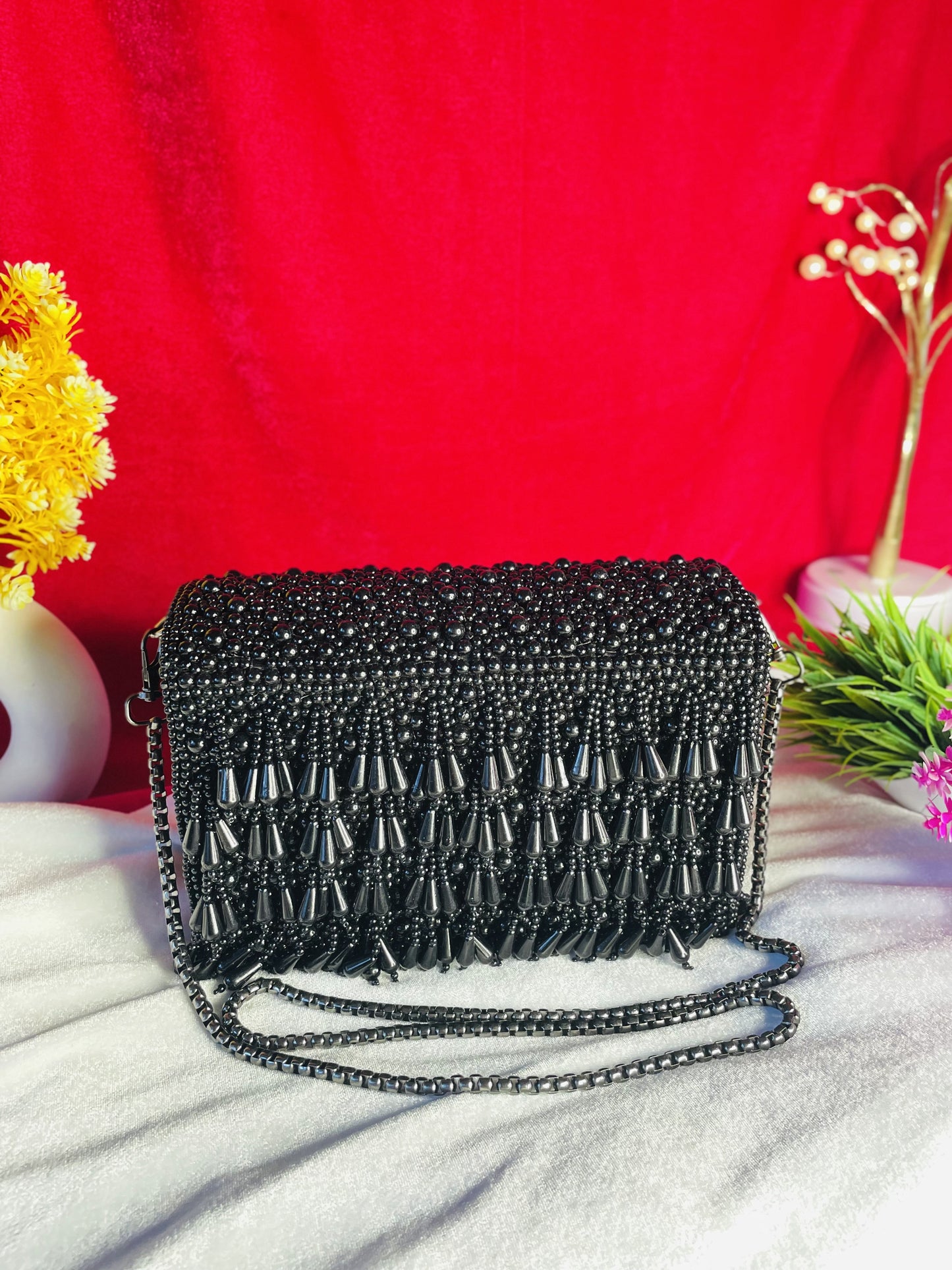 Pearl flap party clutch