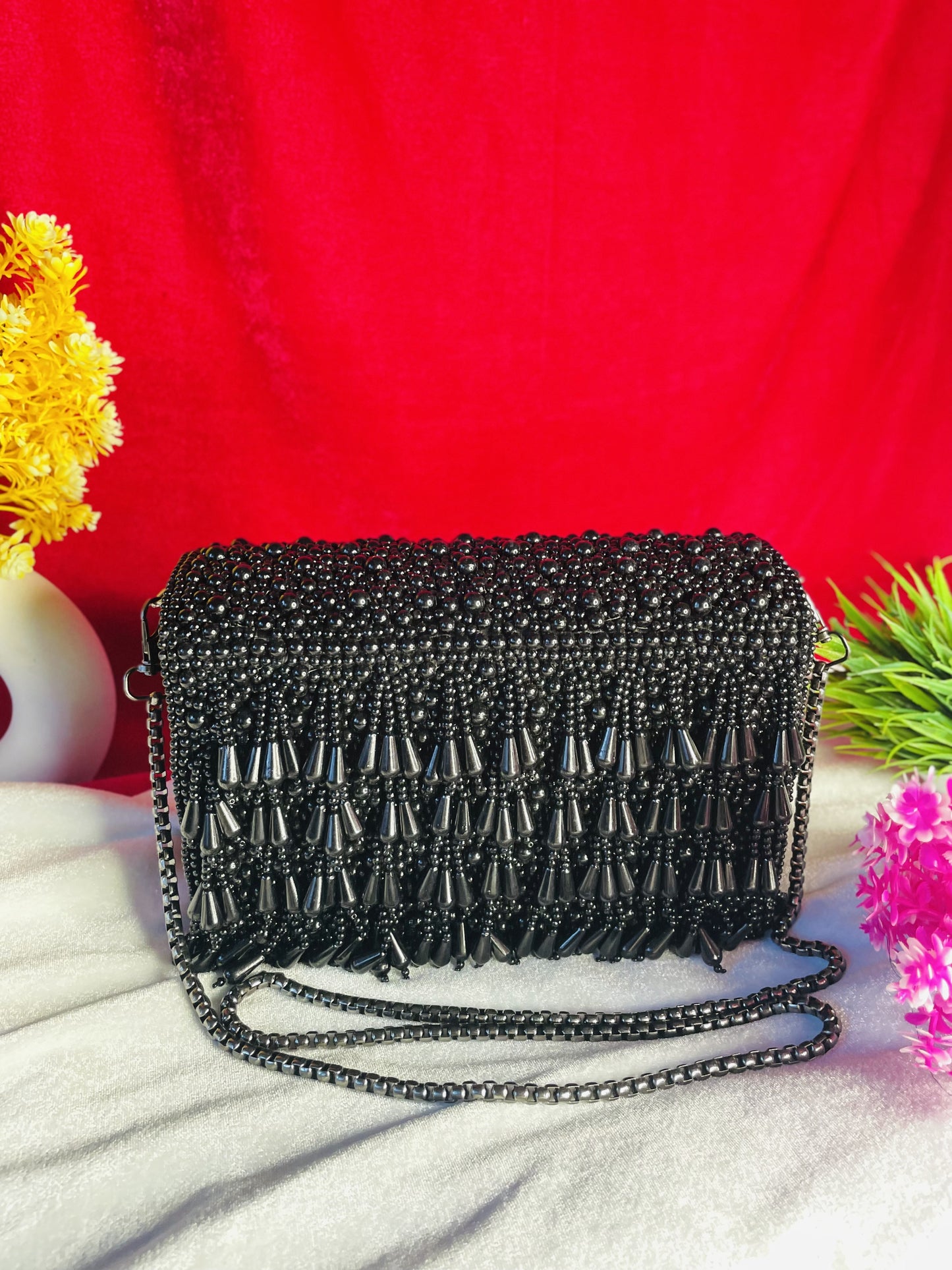 Pearl flap party clutch