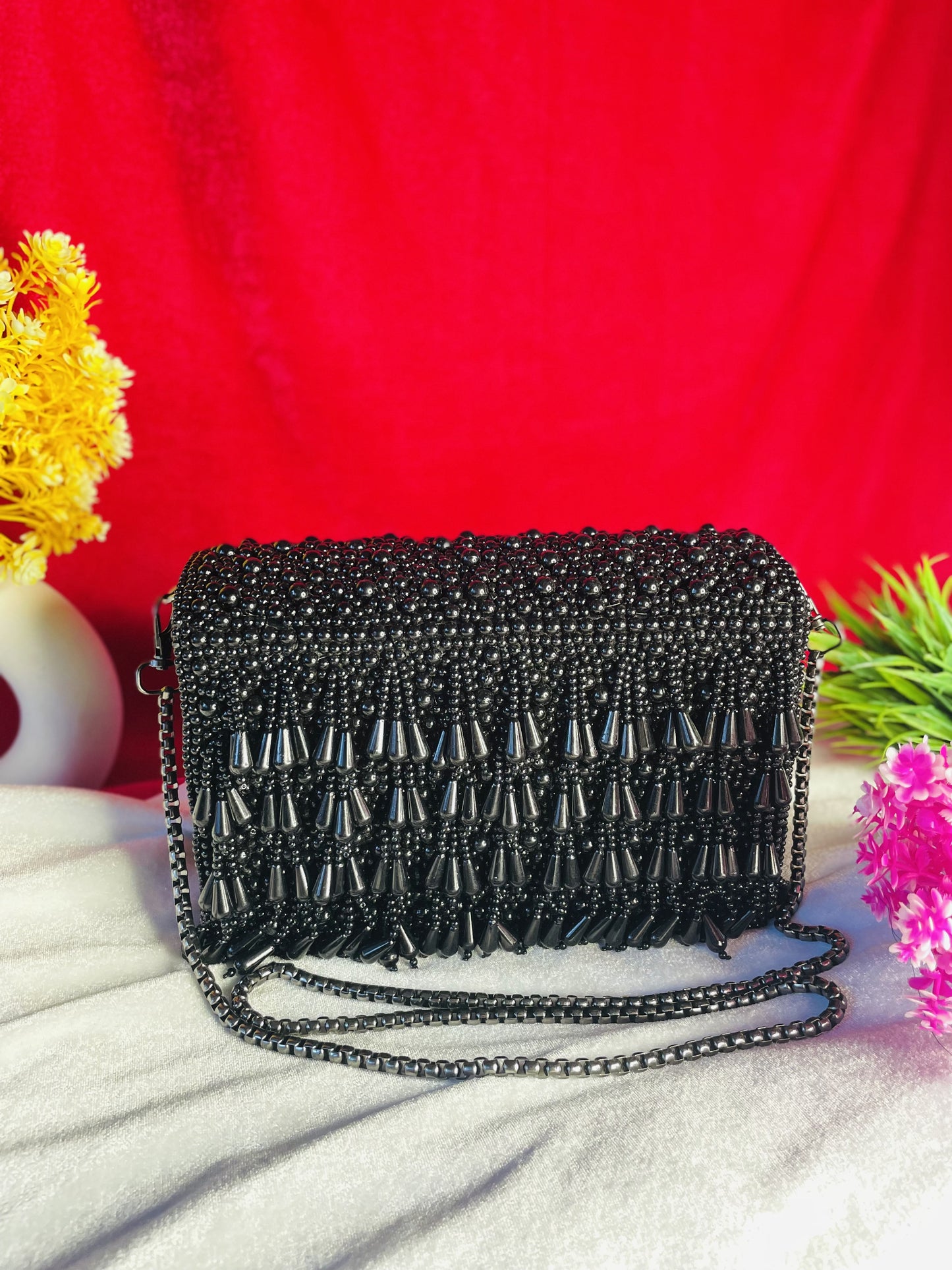 Pearl flap party clutch