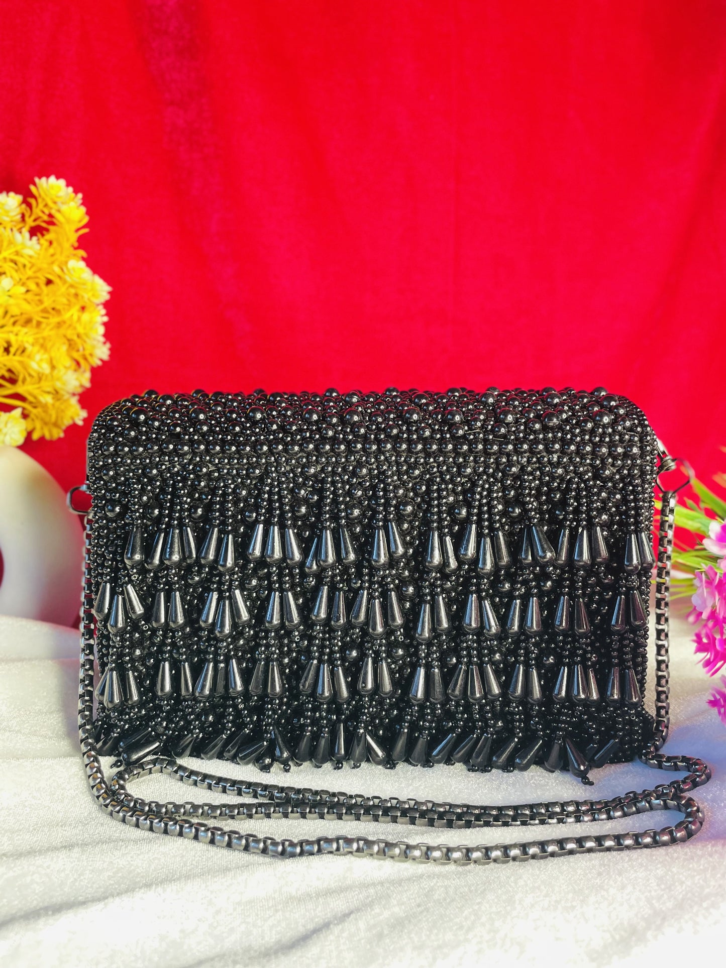 Pearl flap party clutch