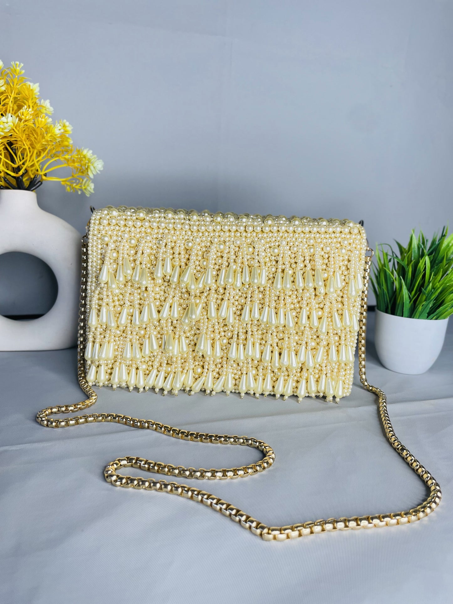 Pearl flap party clutch