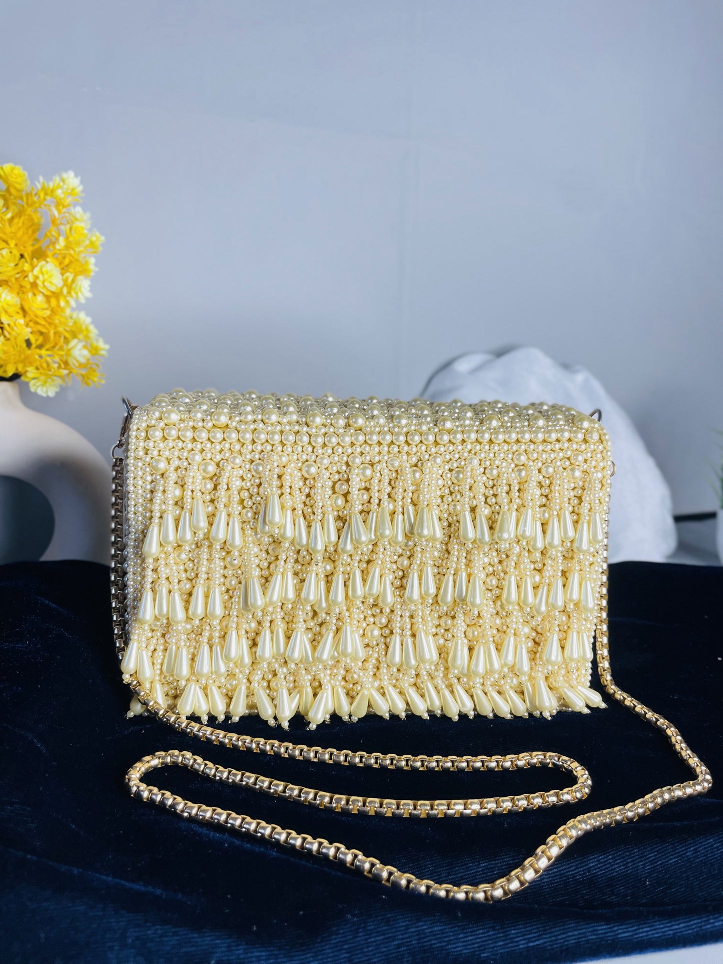 Pearl flap party clutch