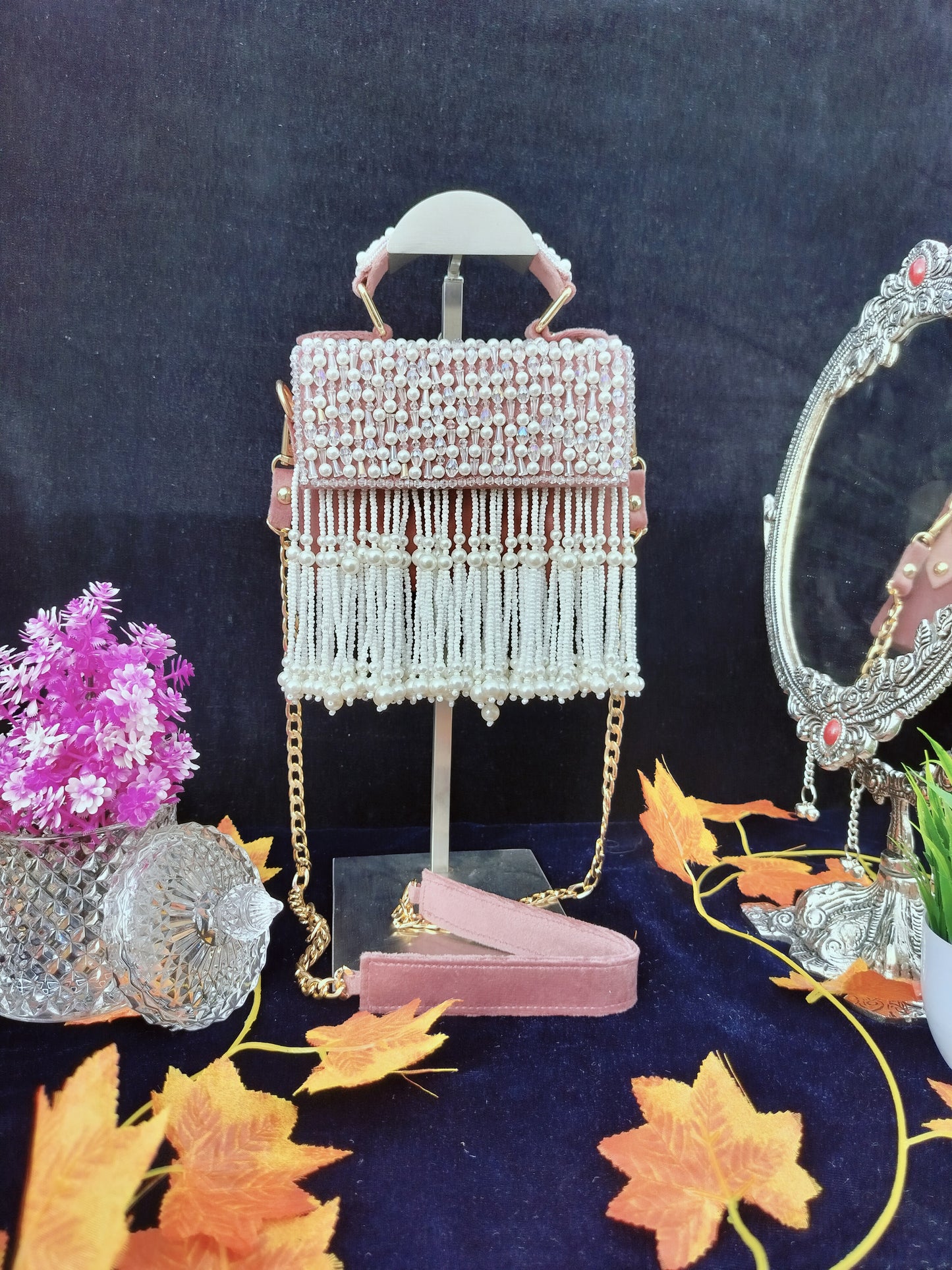 mehar celebrity edition mauve crystal clutch