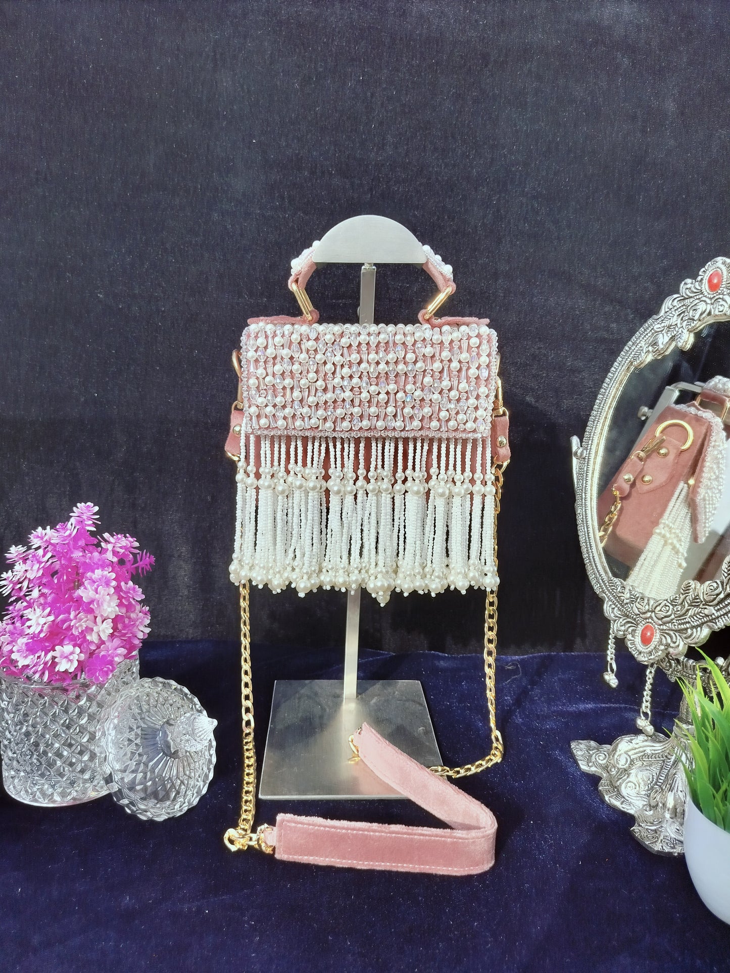 mehar celebrity edition mauve crystal clutch