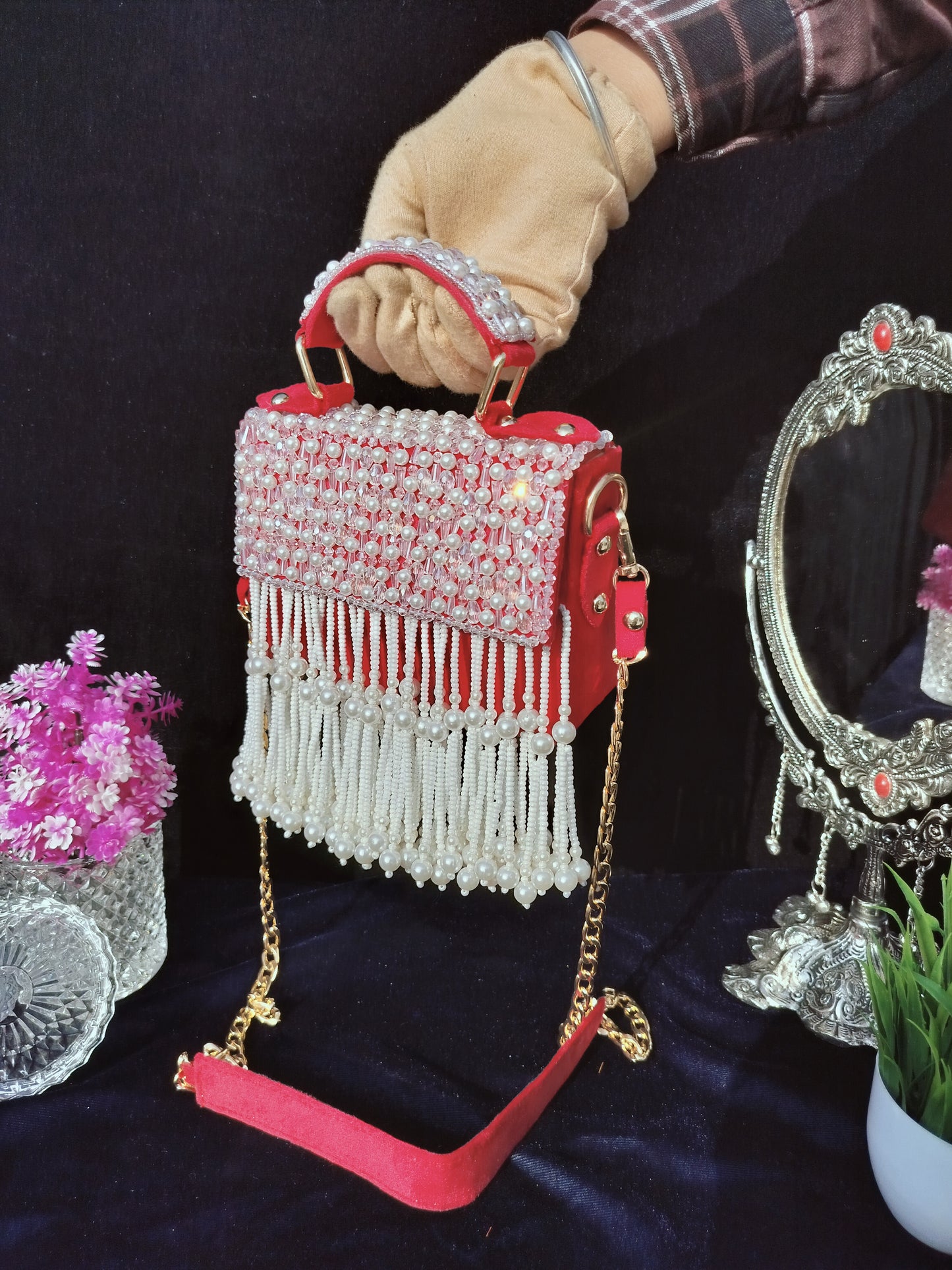mehar celebrity edition mauve crystal clutch