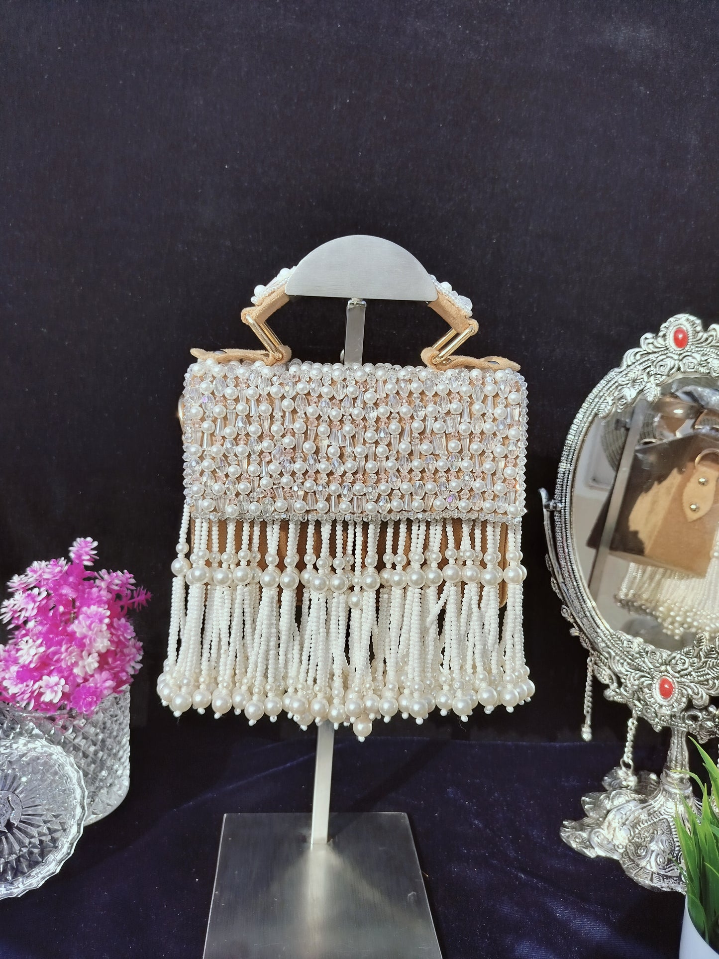 mehar celebrity edition mauve crystal clutch