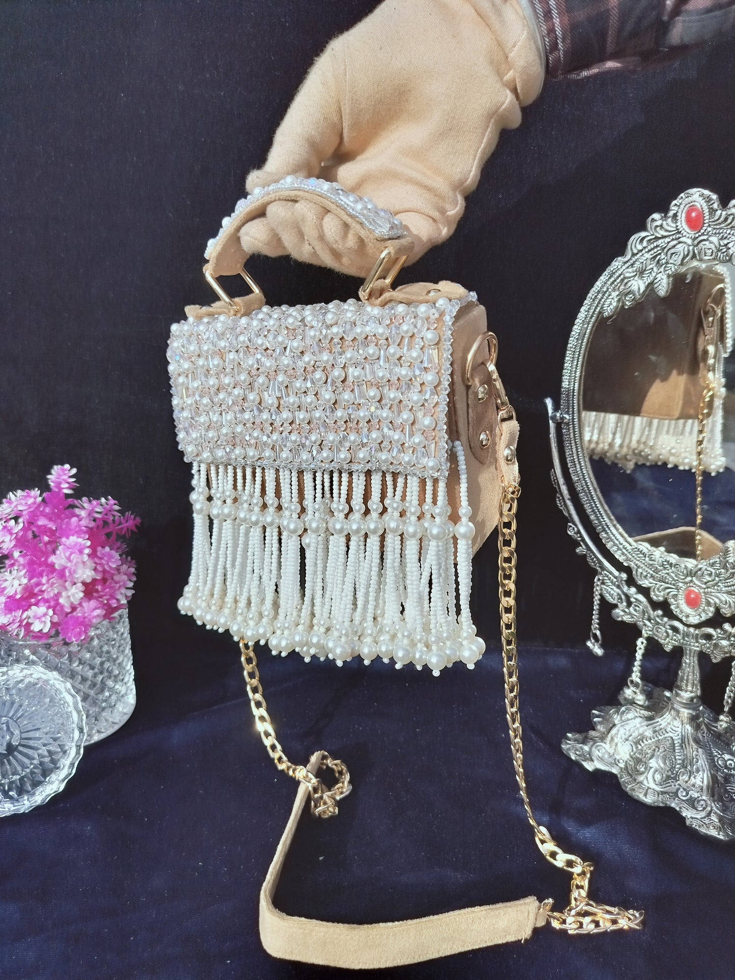 mehar celebrity edition mauve crystal clutch