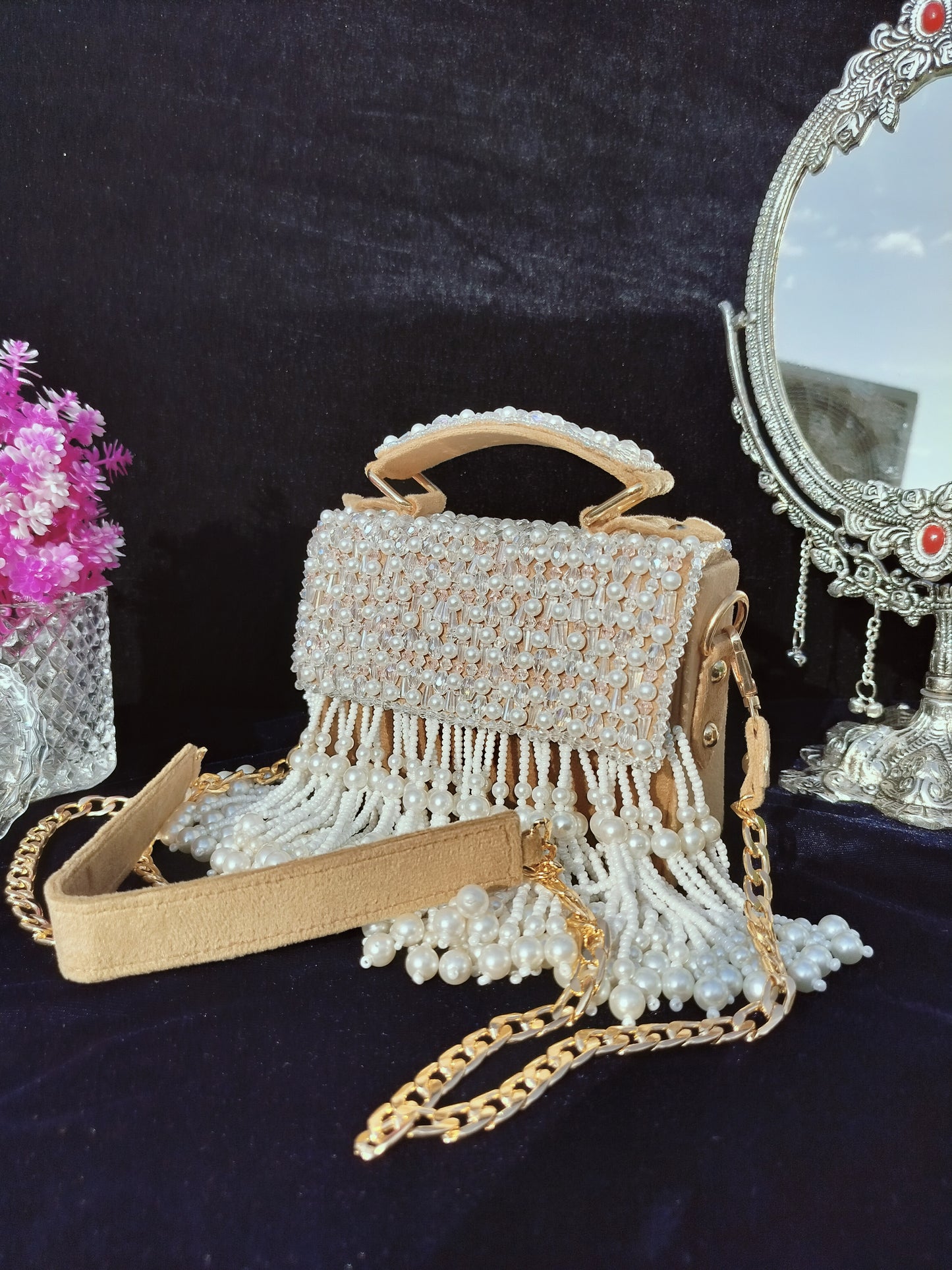 mehar celebrity edition mauve crystal clutch