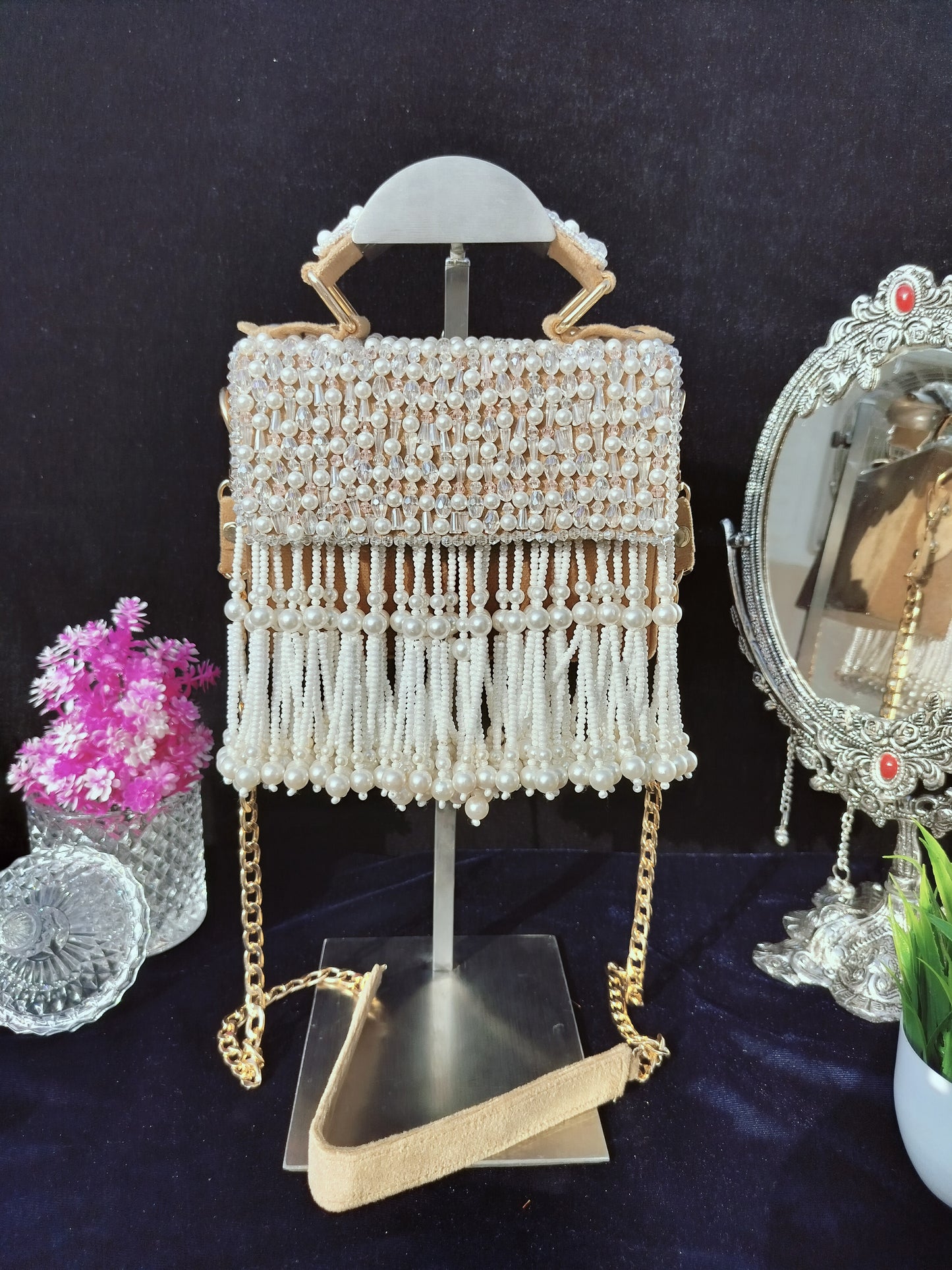 mehar celebrity edition mauve crystal clutch