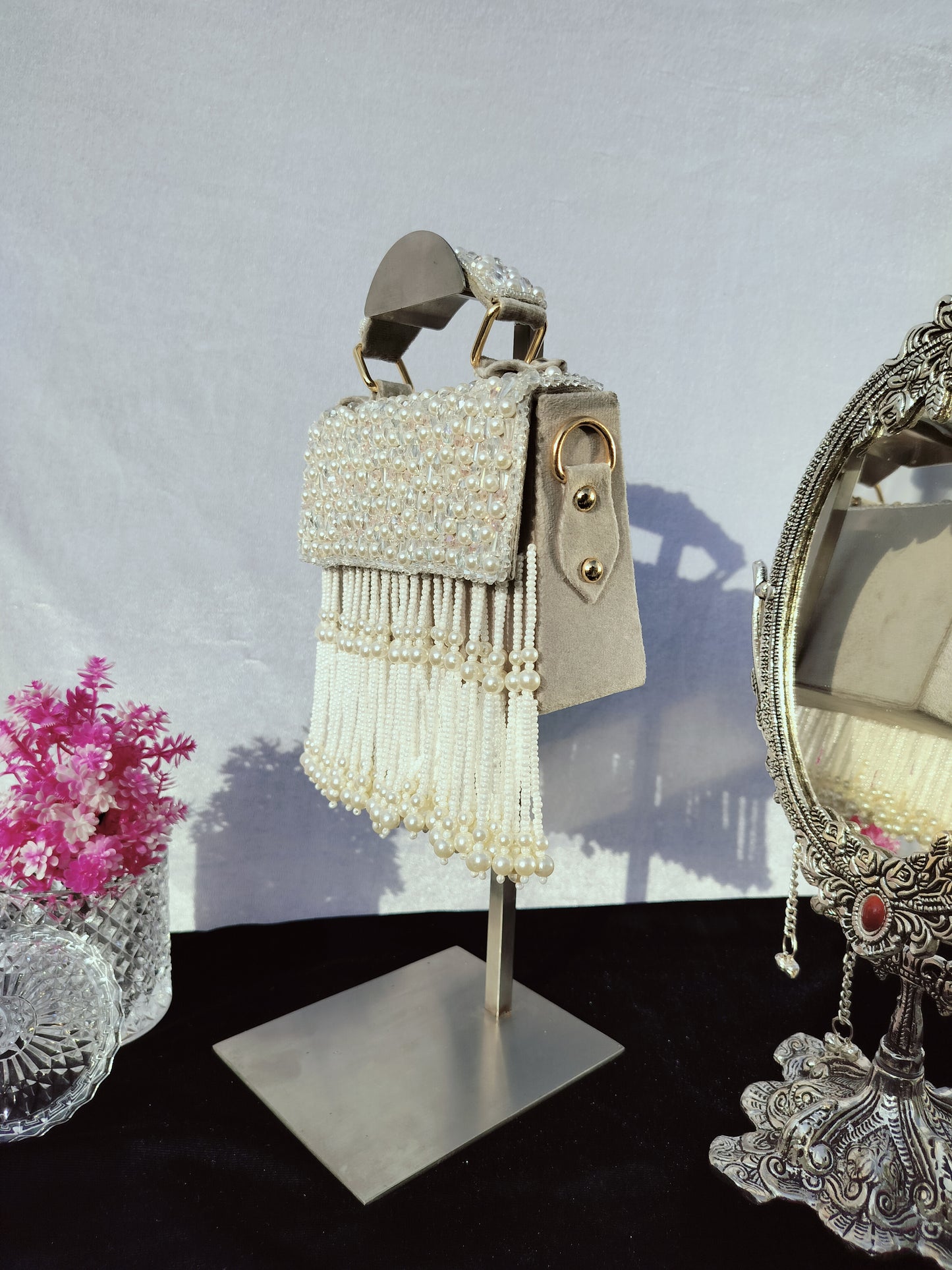 mehar celebrity edition mauve crystal clutch