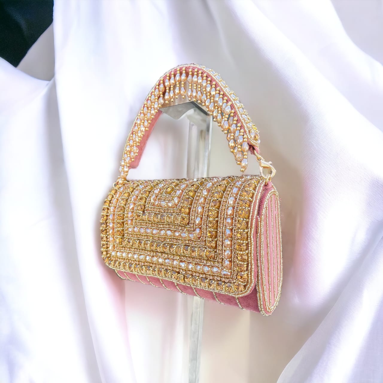 A crystal flap clutch
