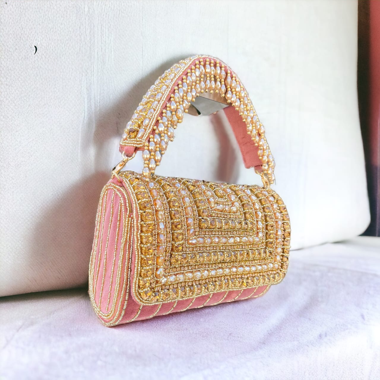 A crystal flap clutch