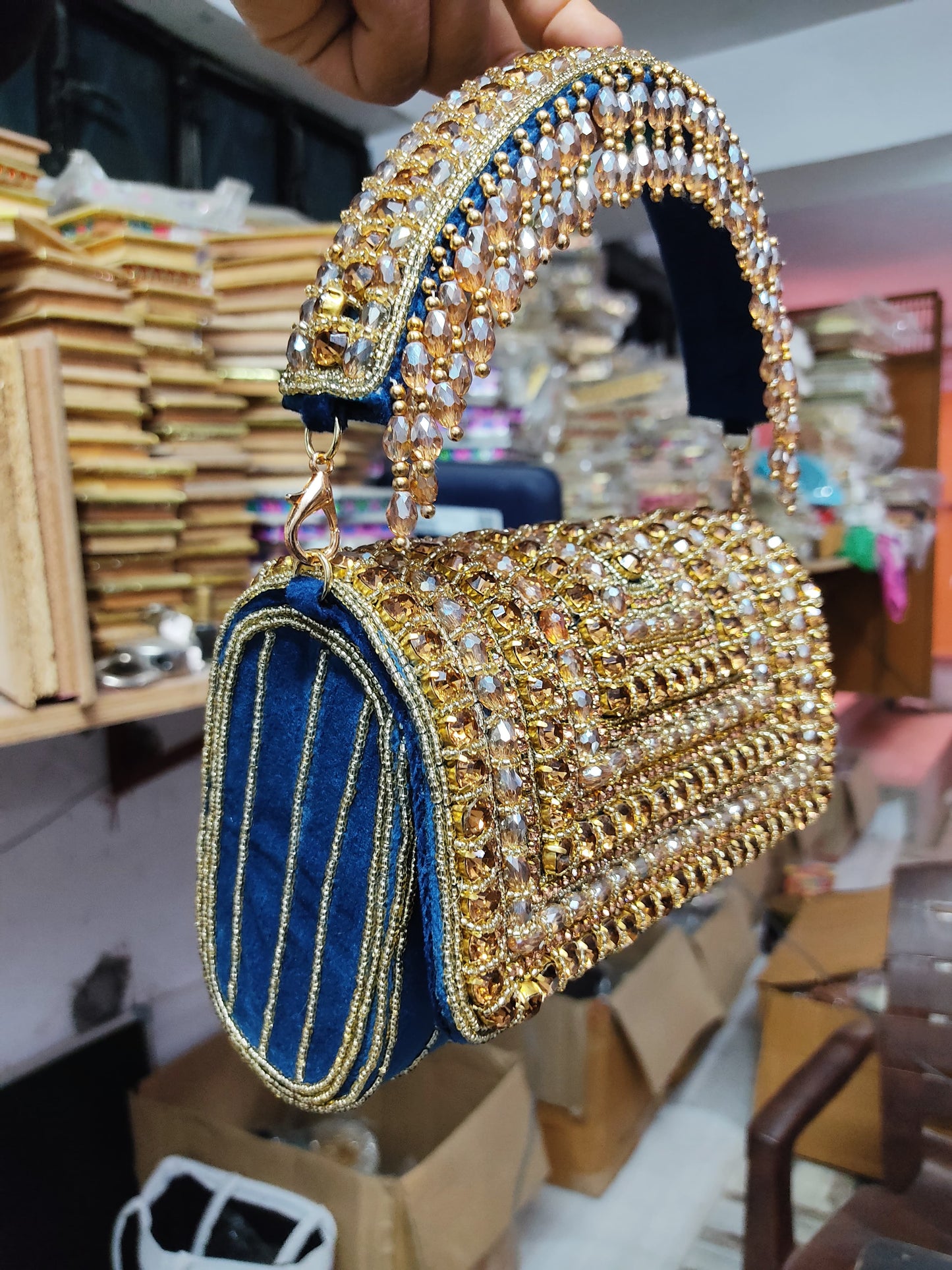 A crystal flap clutch