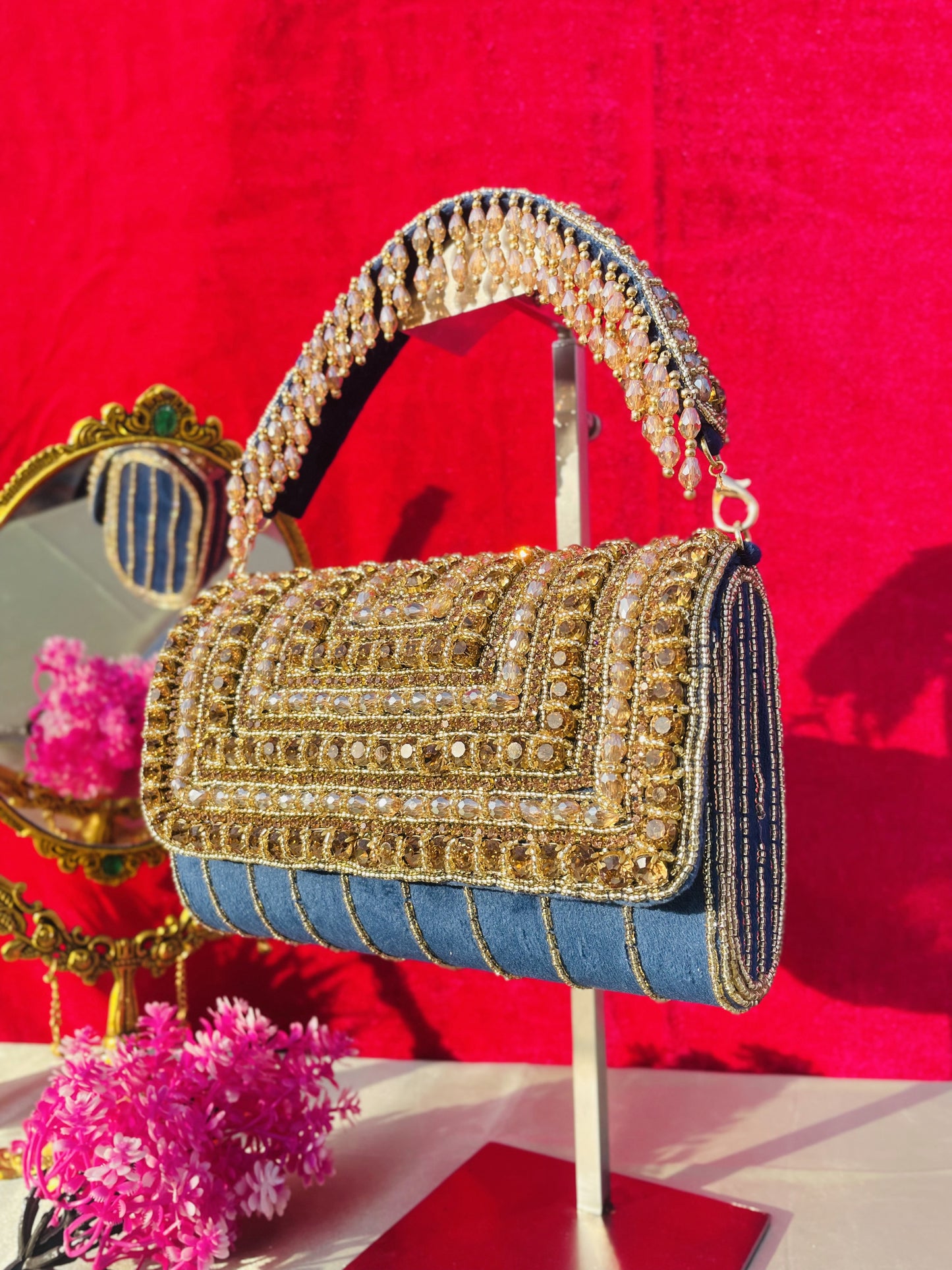 A crystal flap clutch